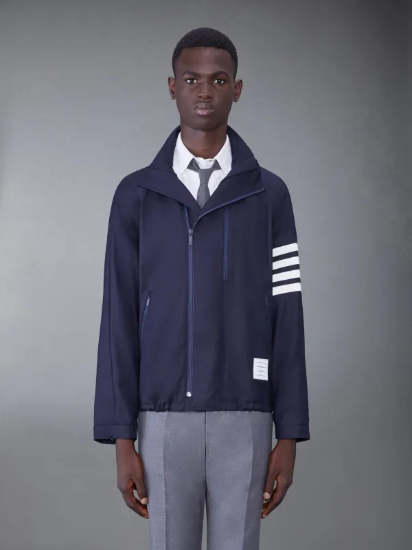 TWILL WOOL DOUBLE-ZIP RAGLAN JACKET sold by Thom Browne
