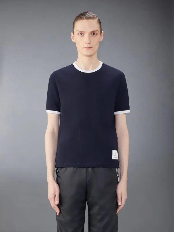 WOOL JERSEY RINGER TEE sold by Thom Browne