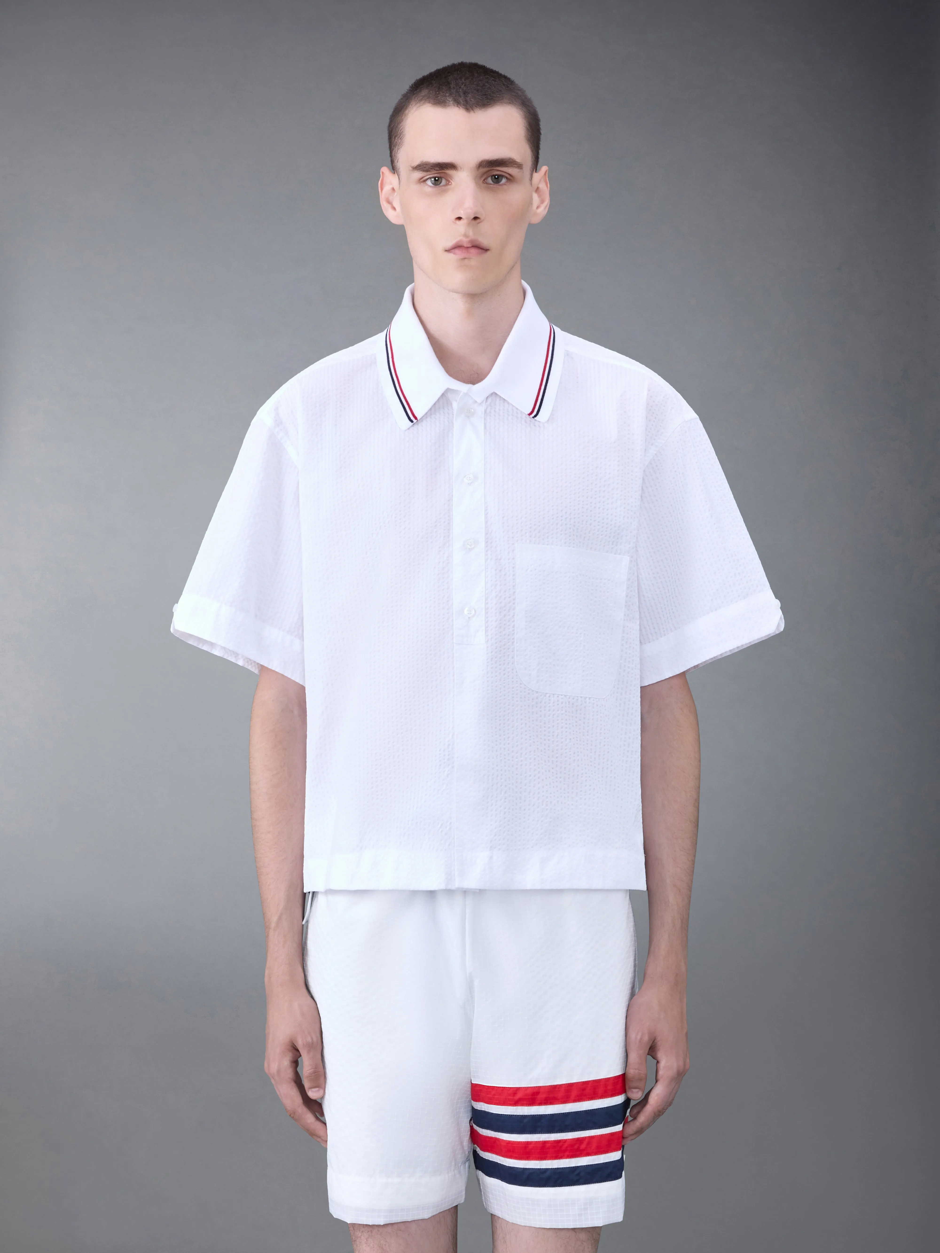 SEERSUCKER RUGBY SHIRT sold by Thom Browne