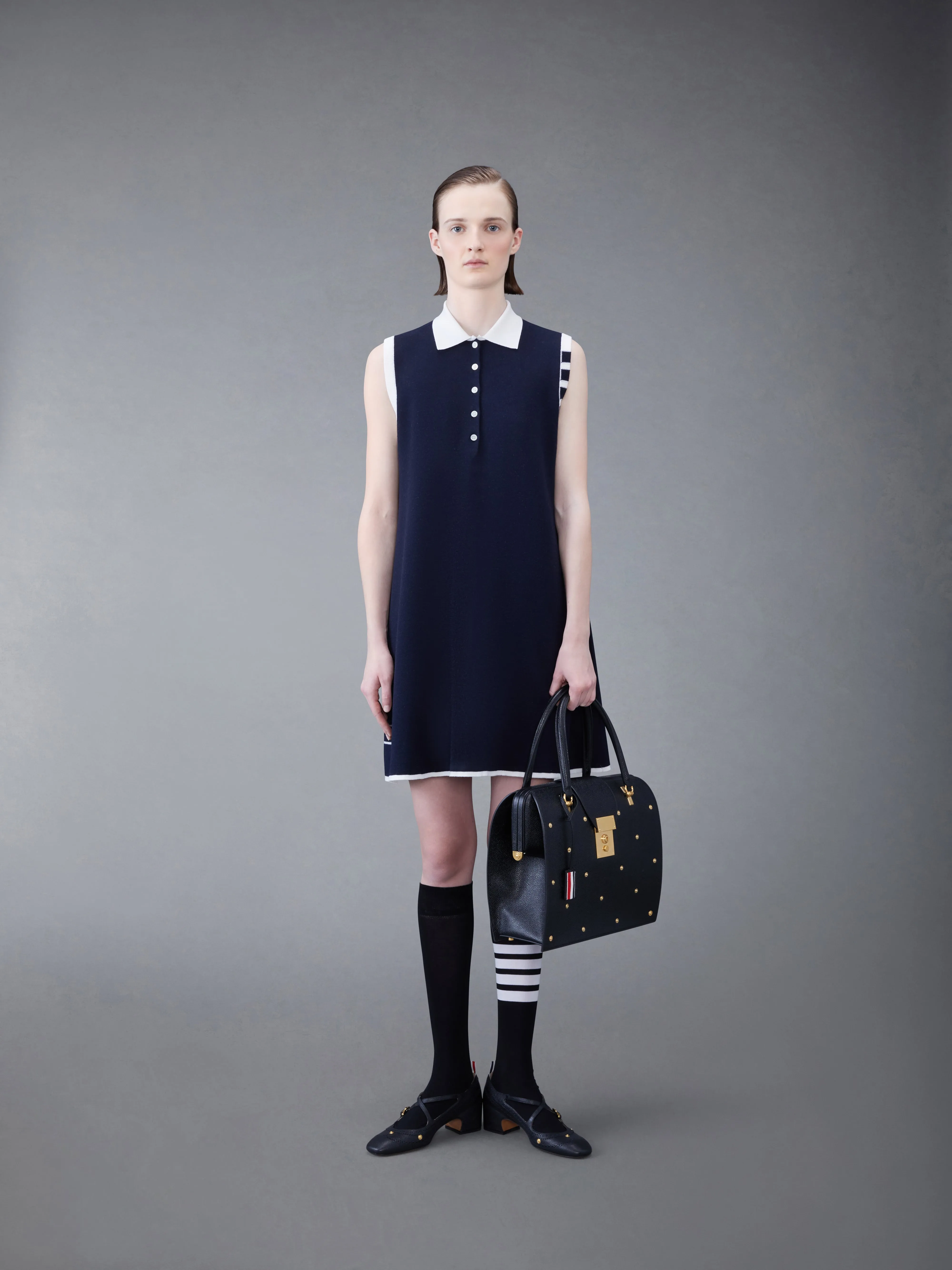 Merino Hector 4-bar Sleeveless Polo Mini Dress sold by Thom Browne product image thumbnail 4