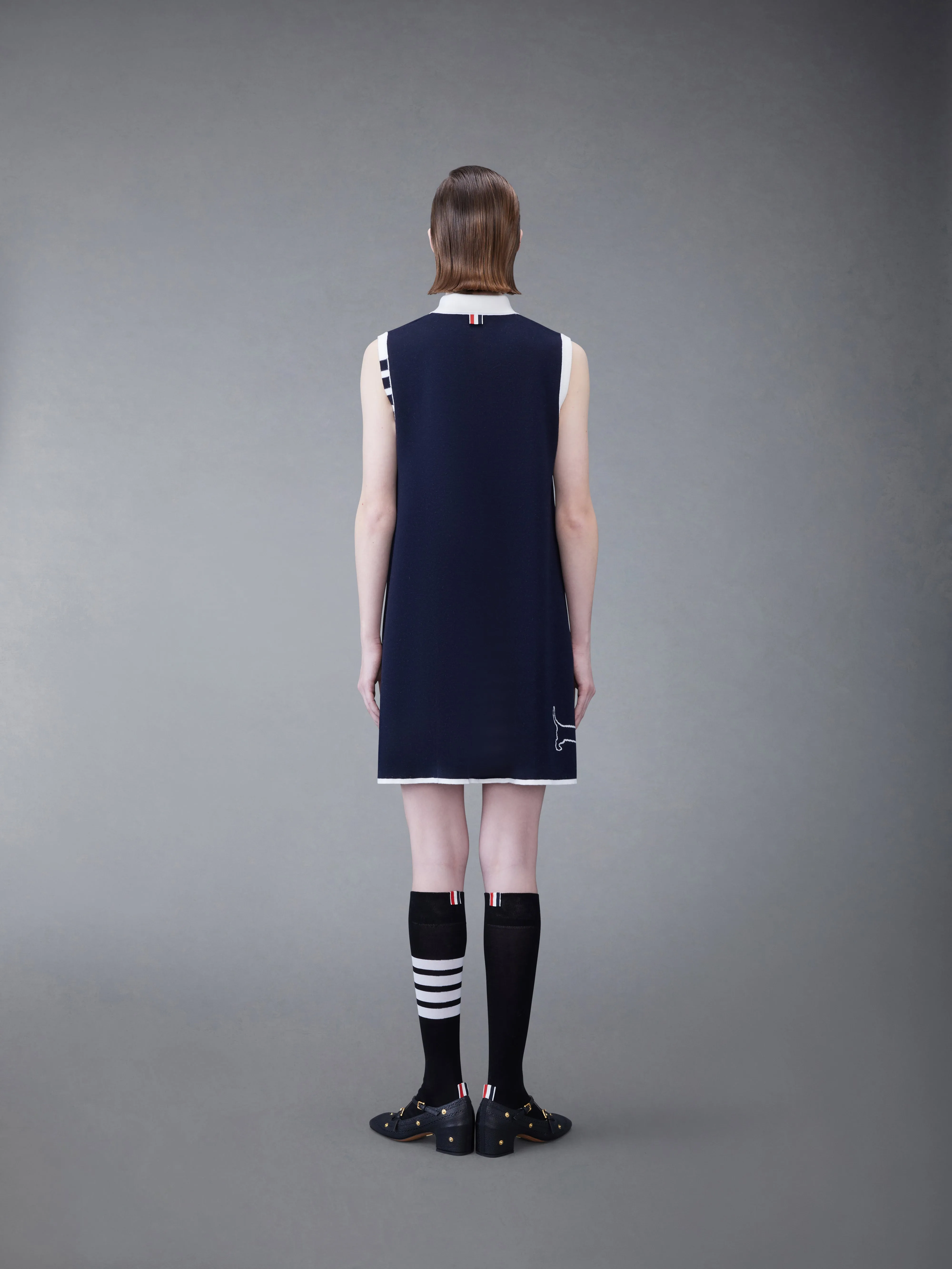 Merino Hector 4-bar Sleeveless Polo Mini Dress sold by Thom Browne product image thumbnail 3