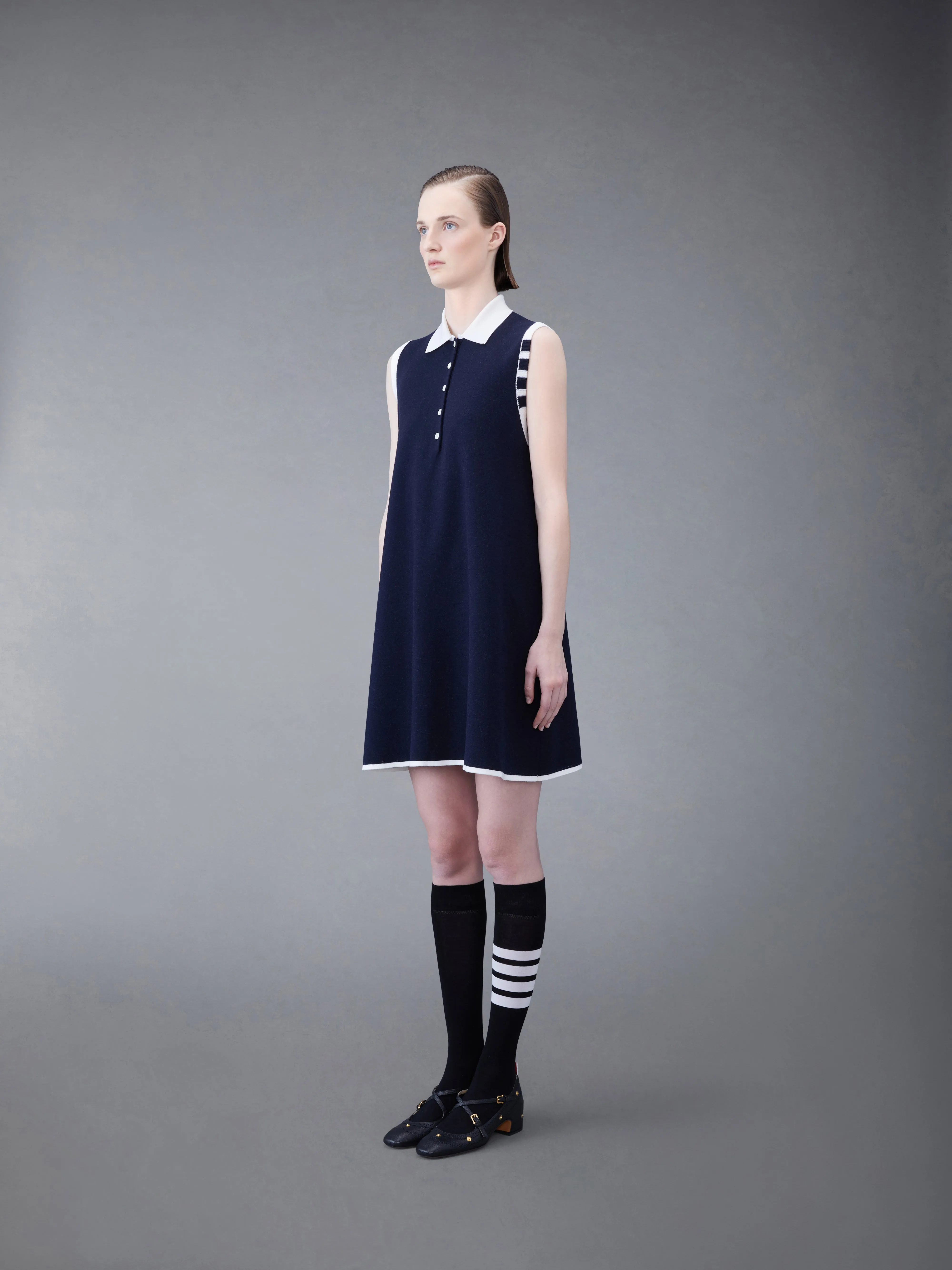 Merino Hector 4-bar Sleeveless Polo Mini Dress sold by Thom Browne product image thumbnail 2