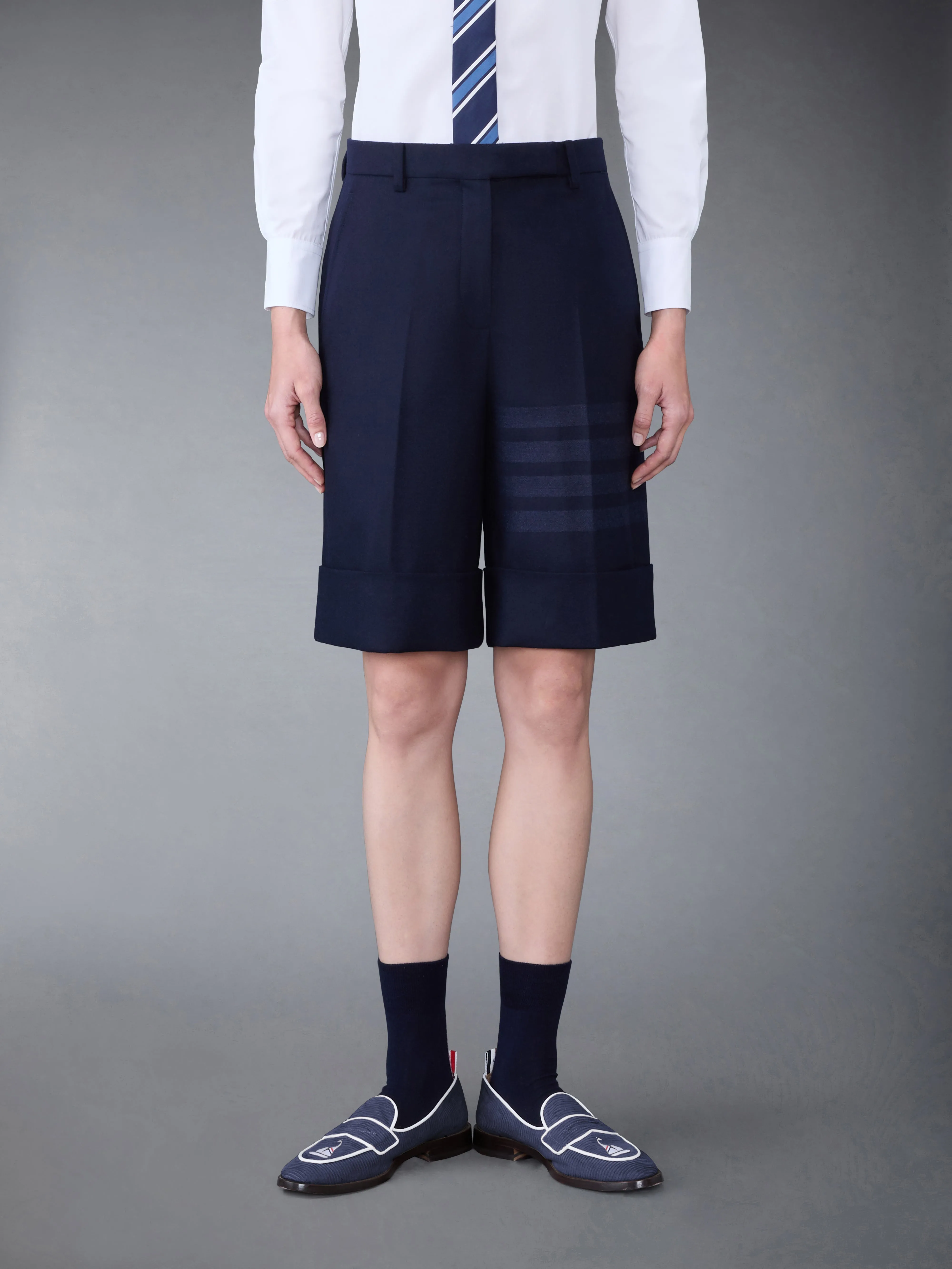 Flannel 4-Bar Sack Short sold by Thom Browne