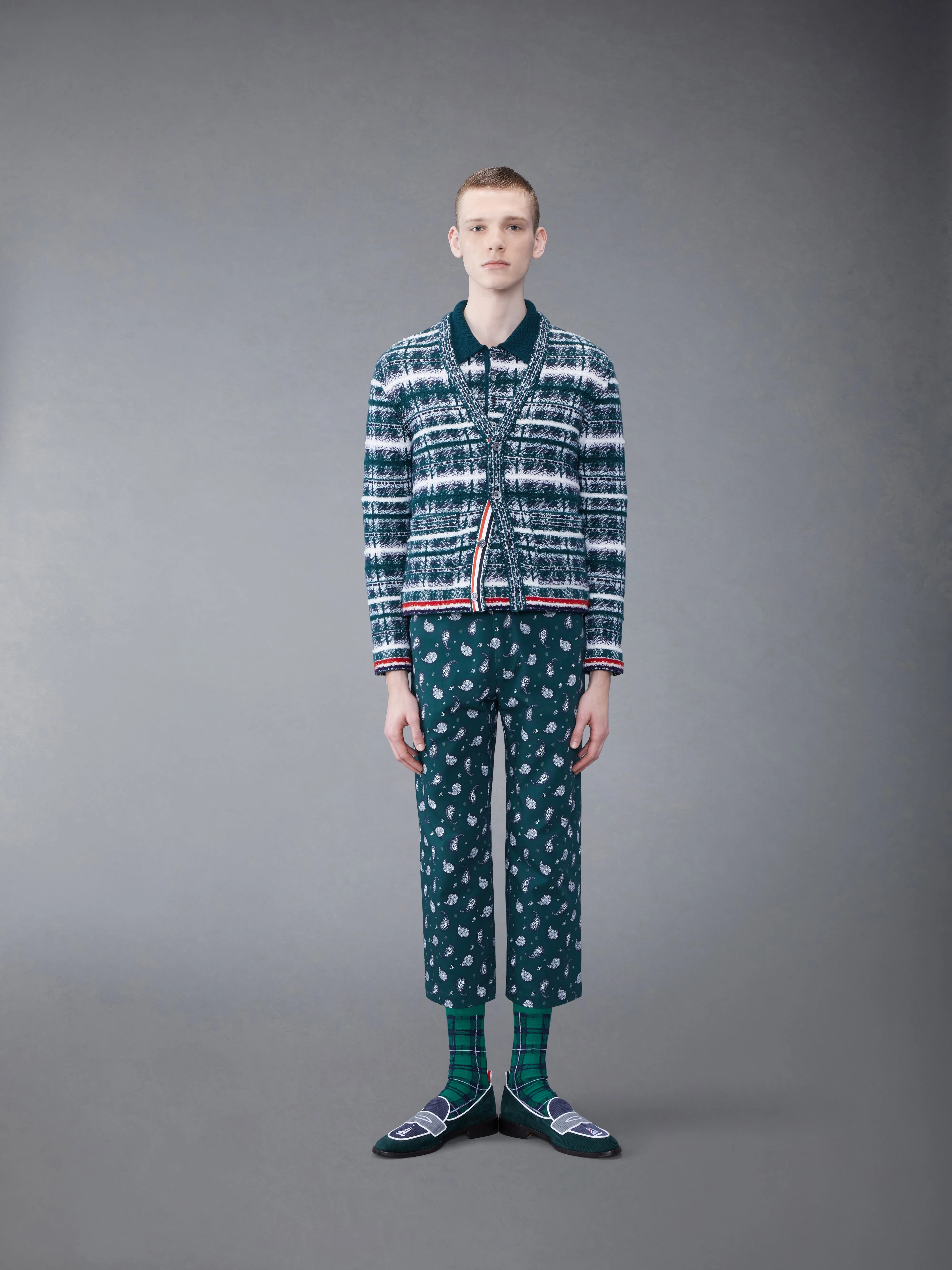 Tartan Merino Mohair Inlay V-neck Pullover sold by Thom Browne product image thumbnail 3