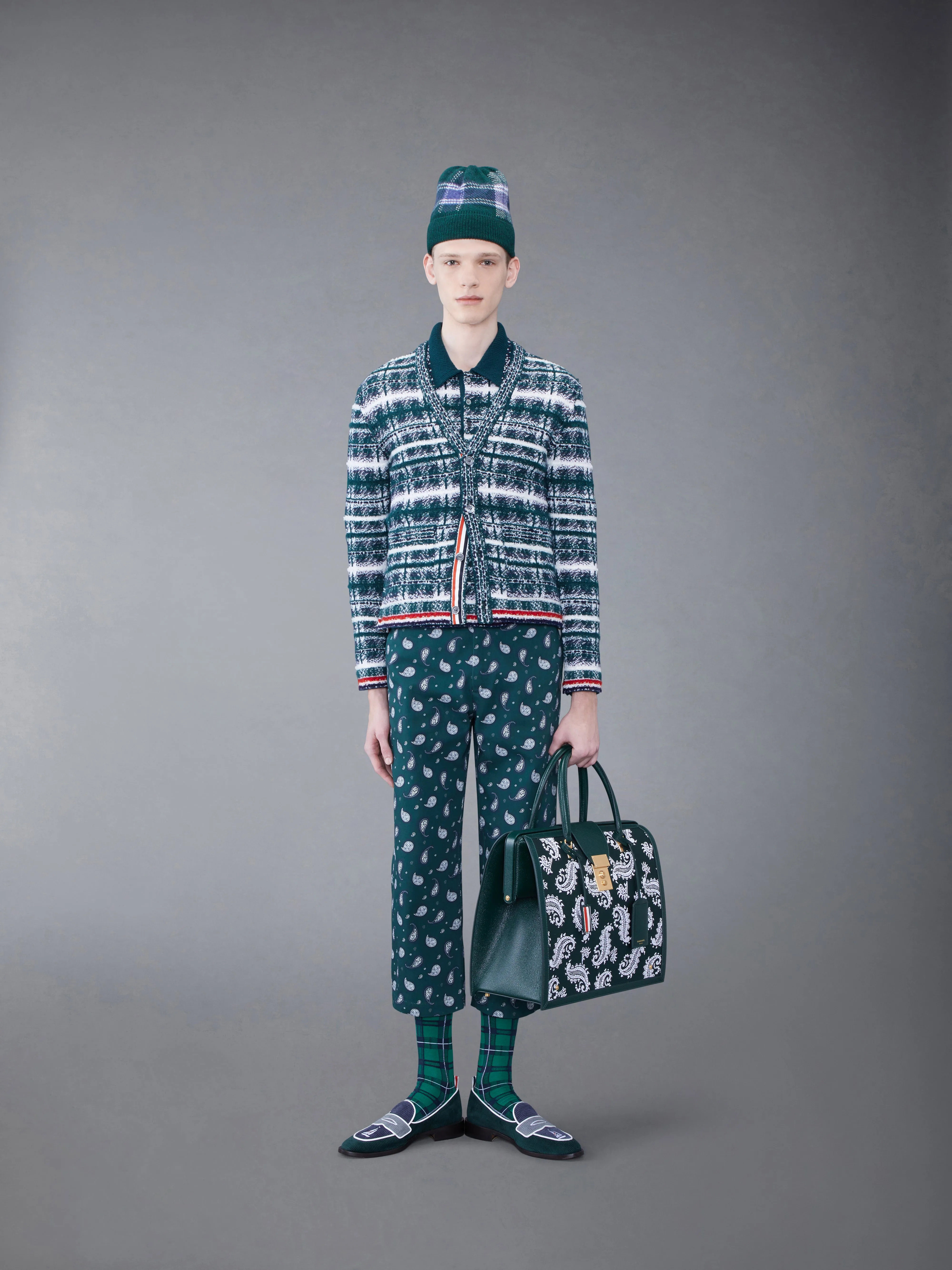 Tartan Merino Mohair Inlay V-neck Pullover sold by Thom Browne product image thumbnail 4
