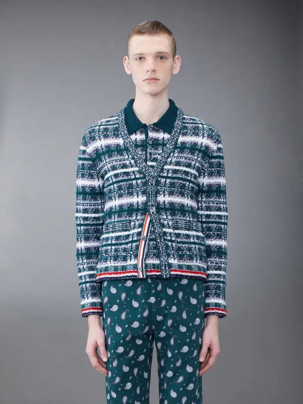 Tartan Merino Mohair Inlay V-neck Pullover sold by Thom Browne