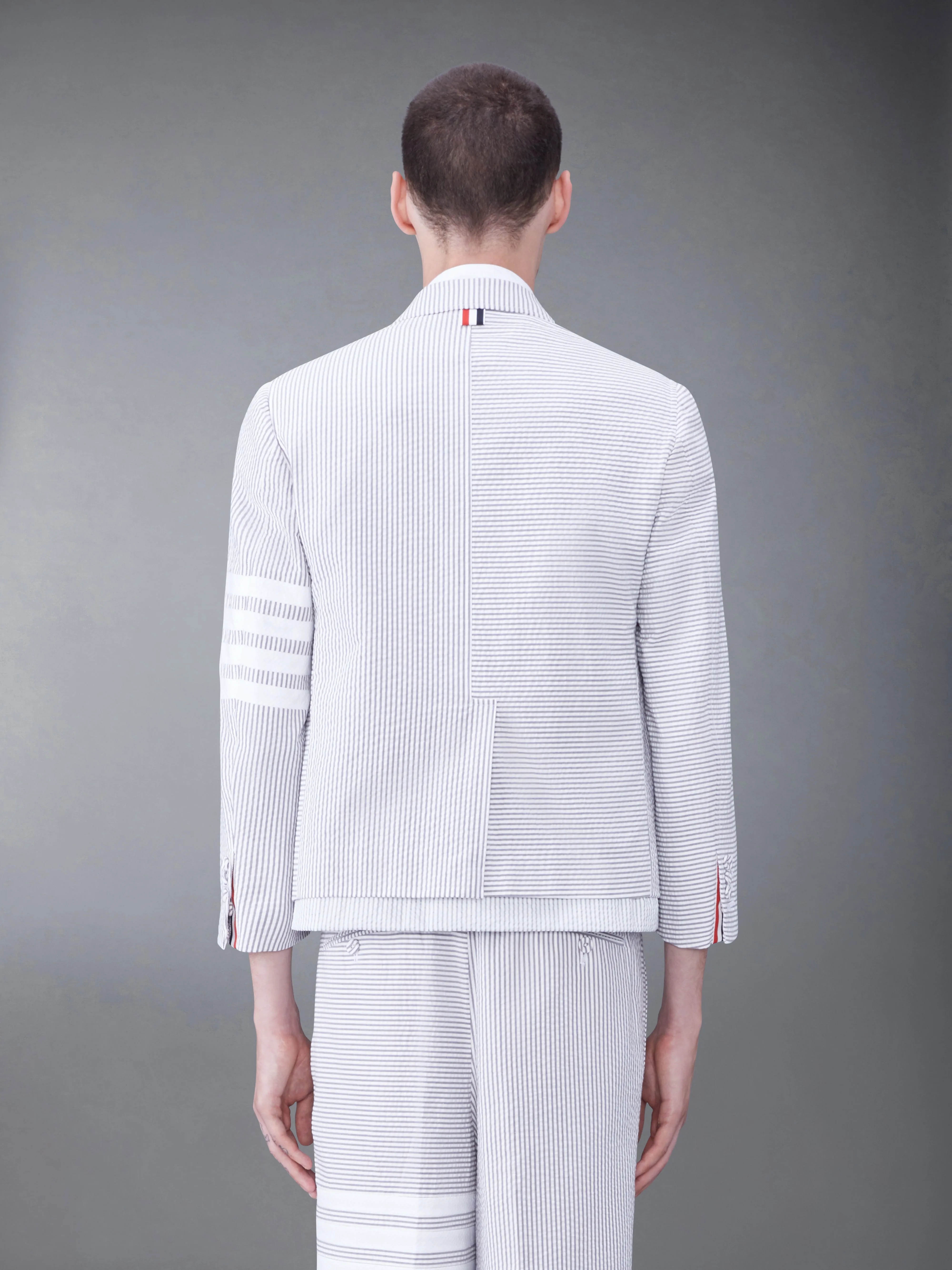 FUNMIX SEERSUCKER 4-BAR SACK JACKET sold by Thom Browne product image thumbnail 2