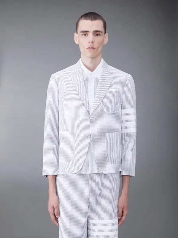 FUNMIX SEERSUCKER 4-BAR SACK JACKET sold by Thom Browne
