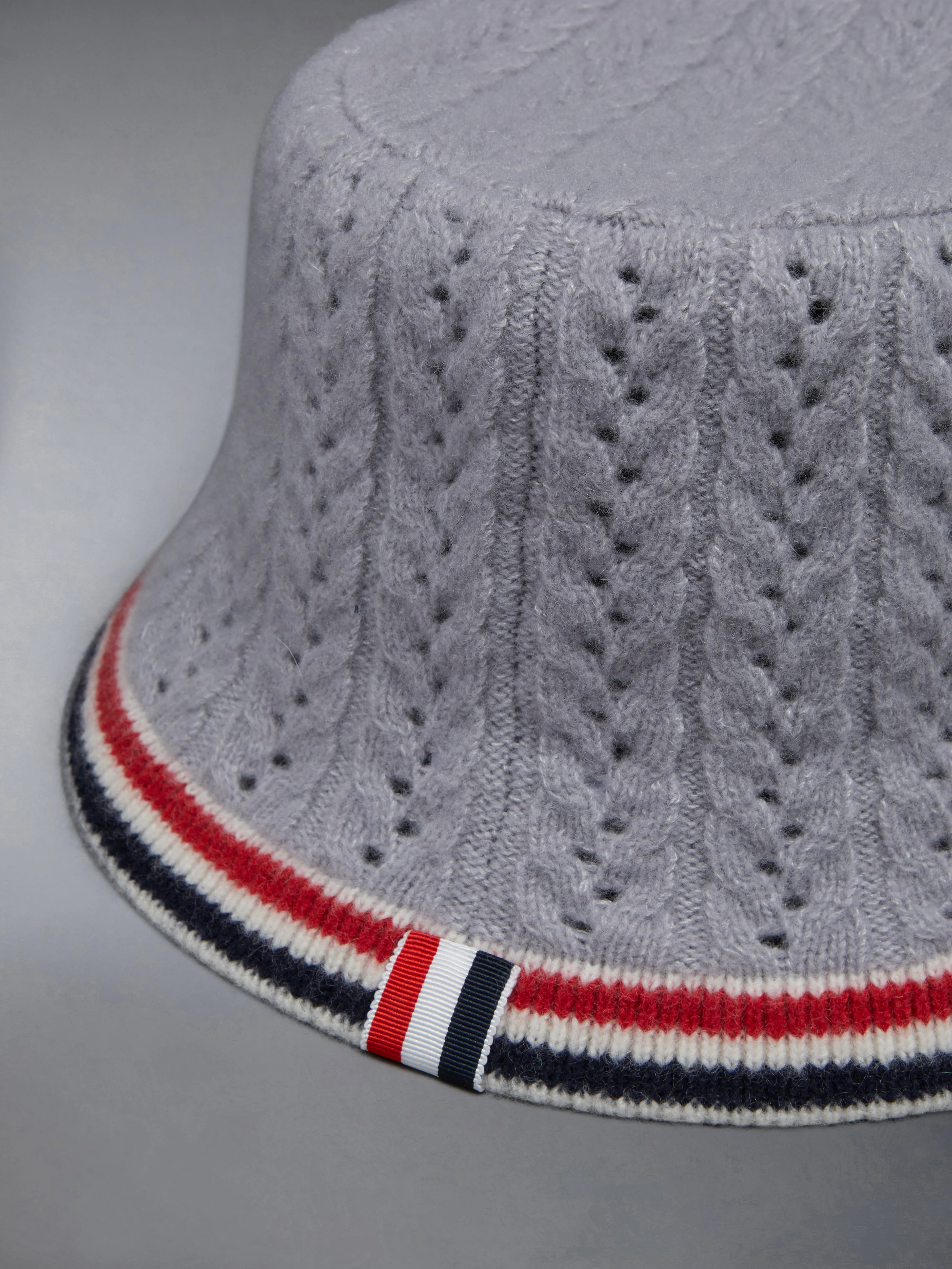 Wool Silk Cashmere Pointelle Stripe Bucket Hat sold by Thom Browne product image thumbnail 3