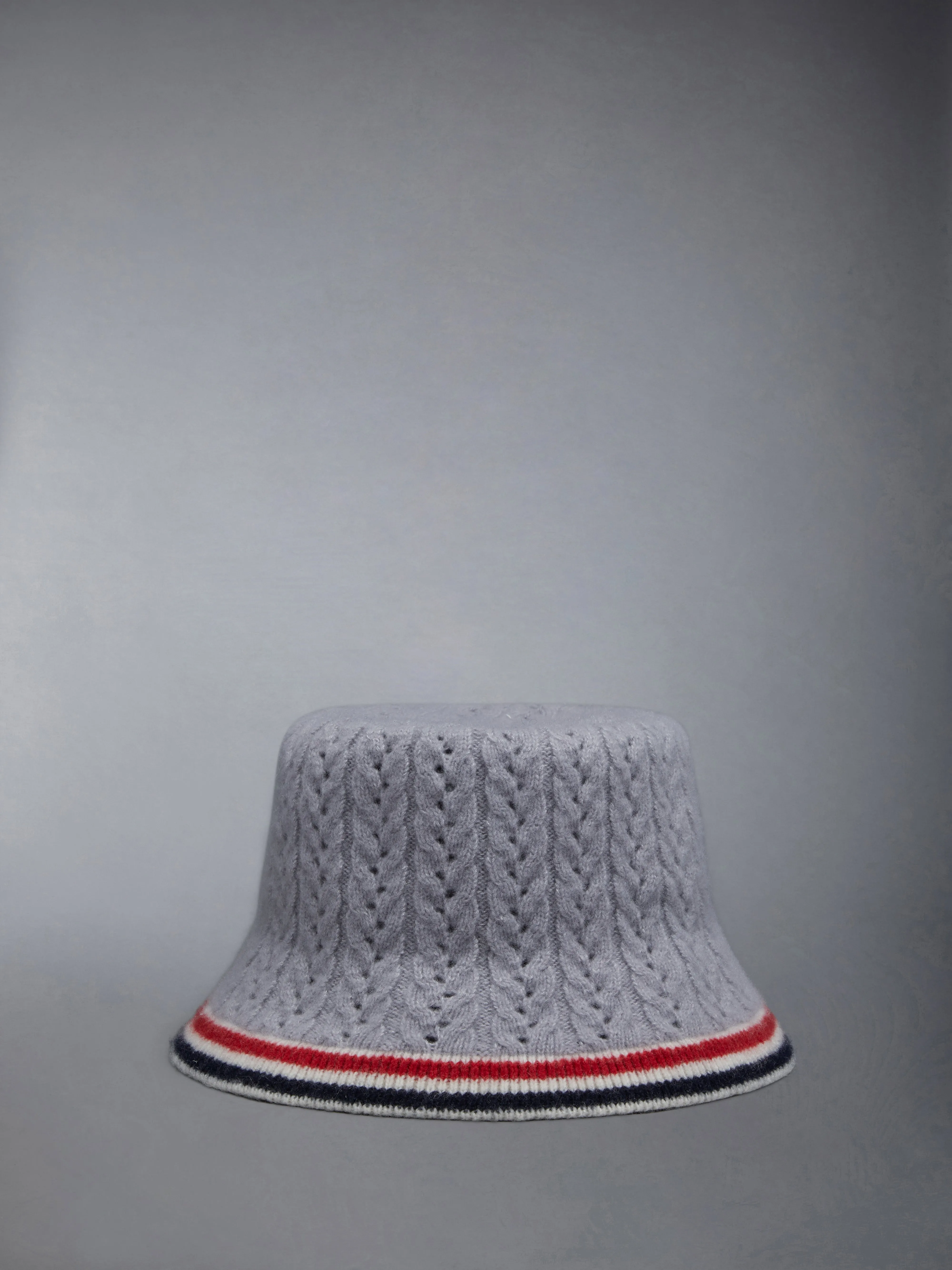 Wool Silk Cashmere Pointelle Stripe Bucket Hat sold by Thom Browne