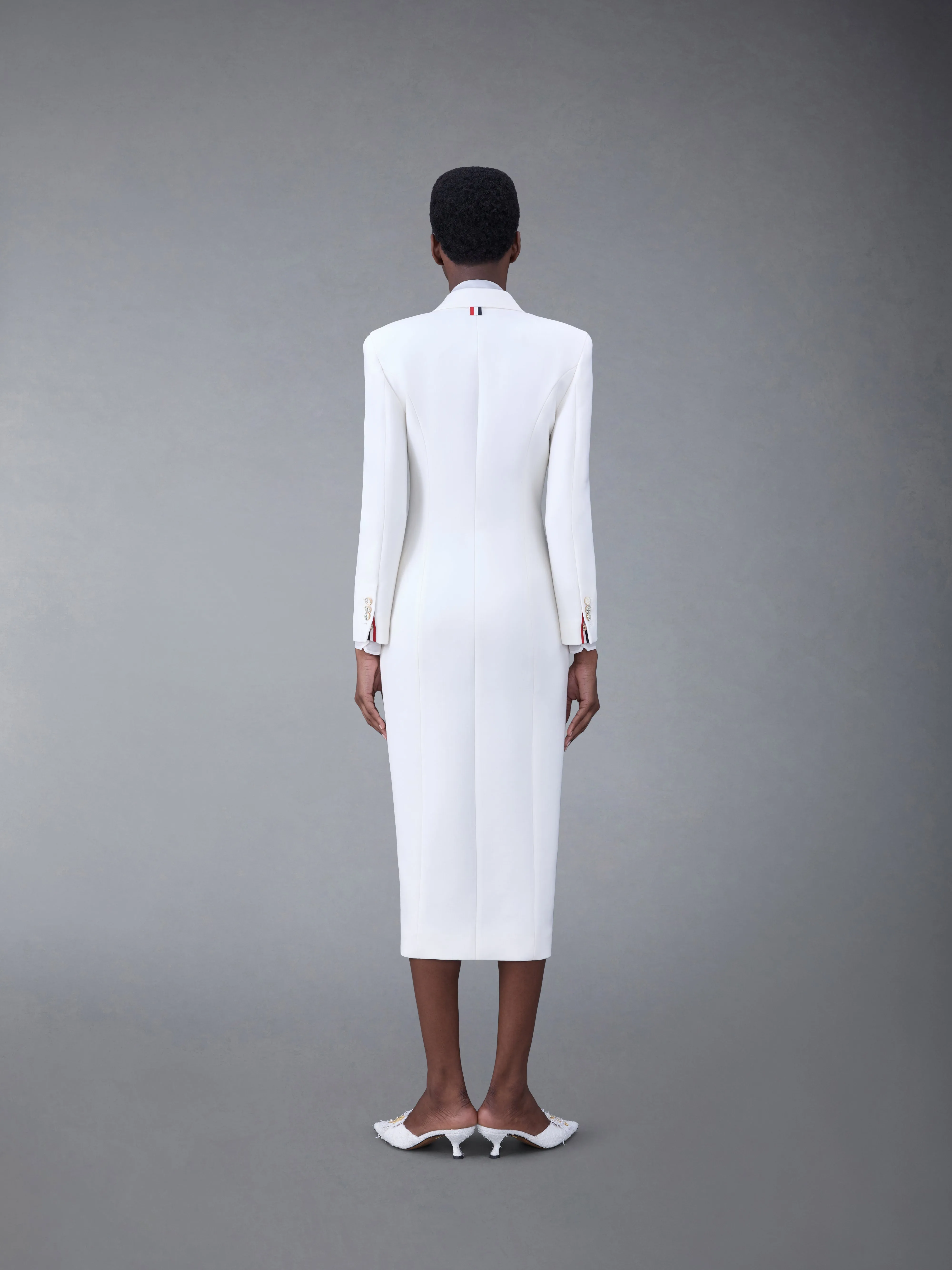WOOL CREPE MOULDED SHOULDER MAXI DRESS sold by Thom Browne product image thumbnail 3