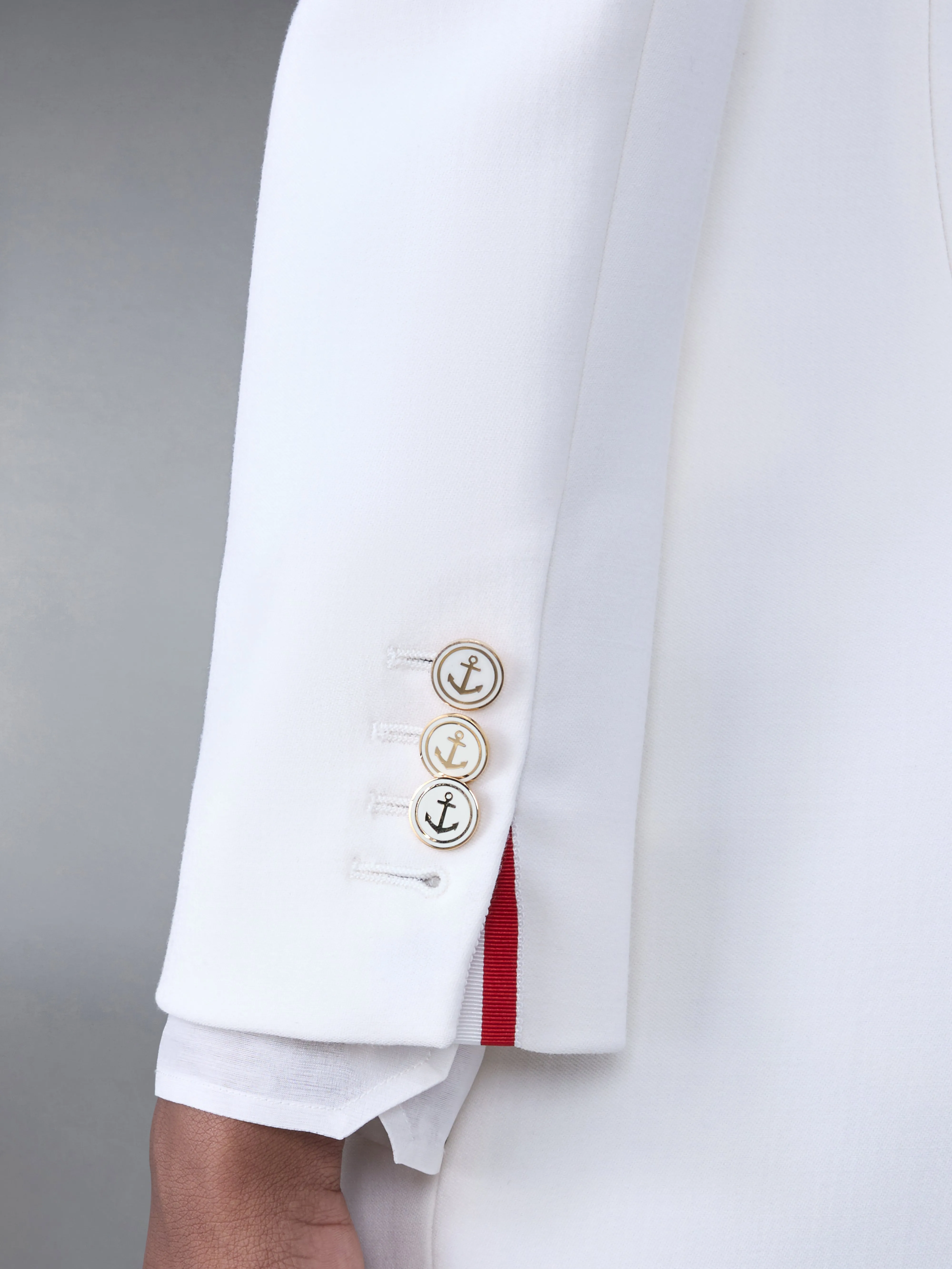 WOOL CREPE MOULDED SHOULDER MAXI DRESS sold by Thom Browne product image thumbnail 4