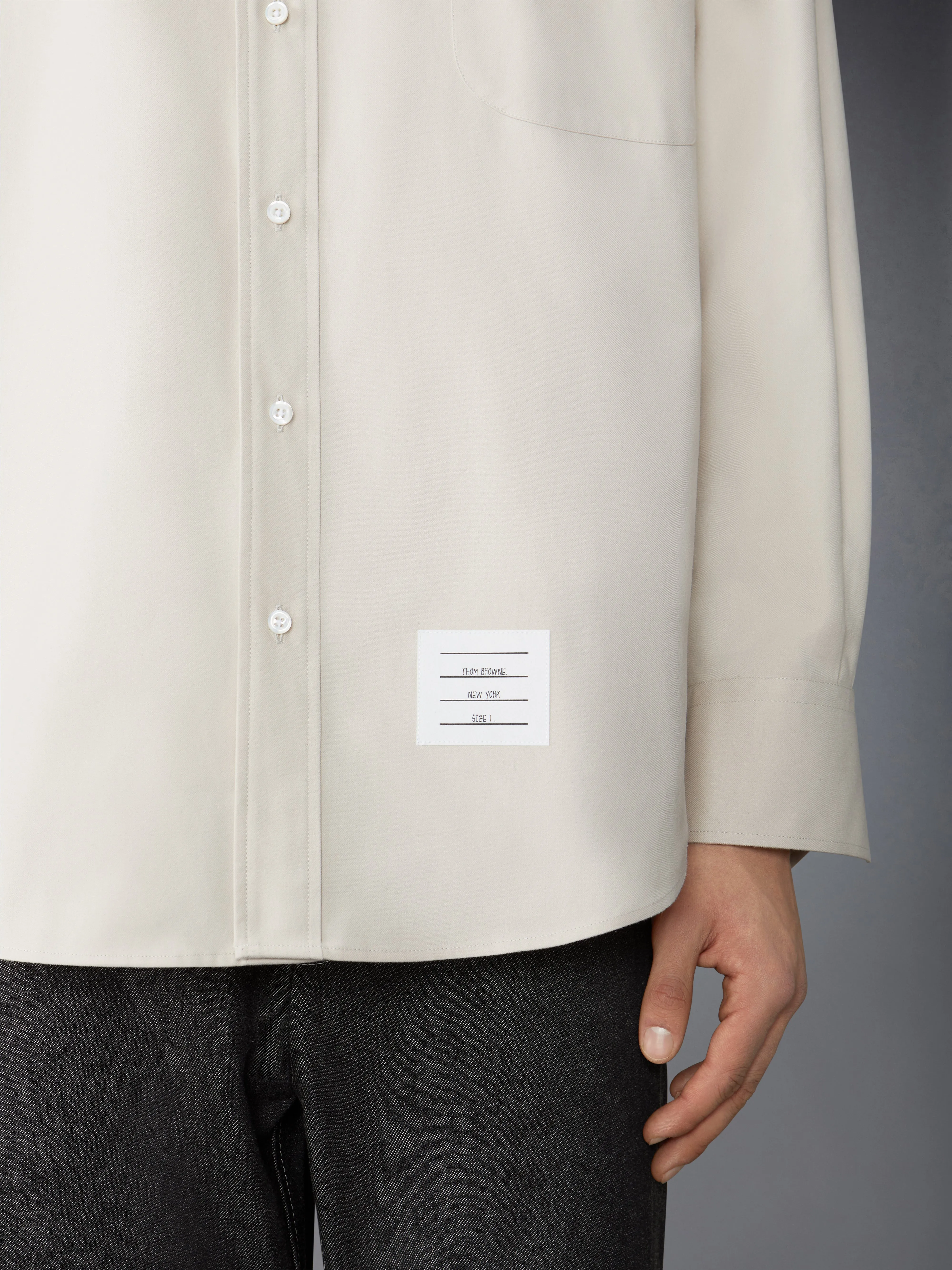 STRIPE COTTON FLANNEL OVERSIZED SHIRT sold by Thom Browne product image thumbnail 5