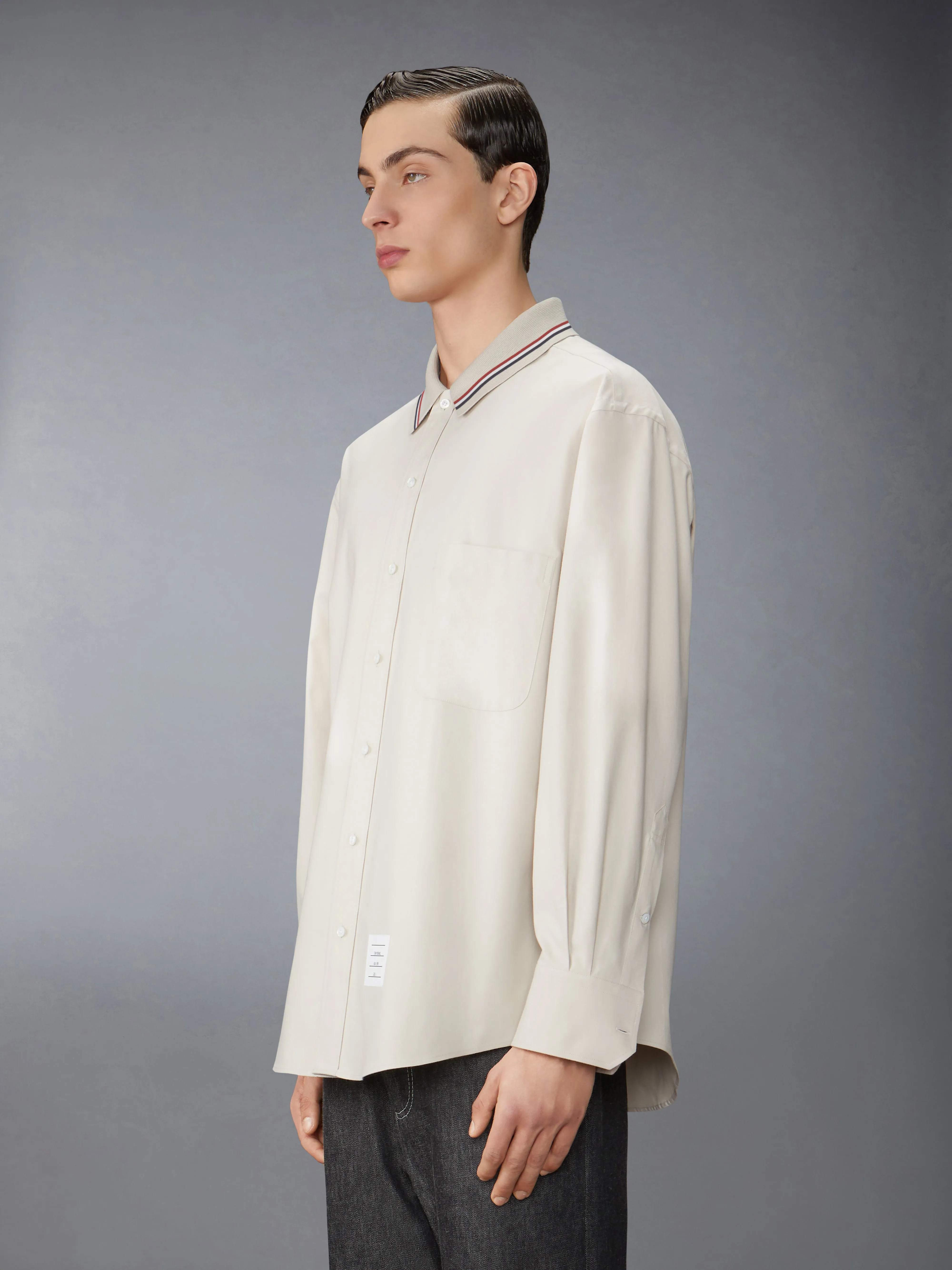 STRIPE COTTON FLANNEL OVERSIZED SHIRT sold by Thom Browne product image thumbnail 3