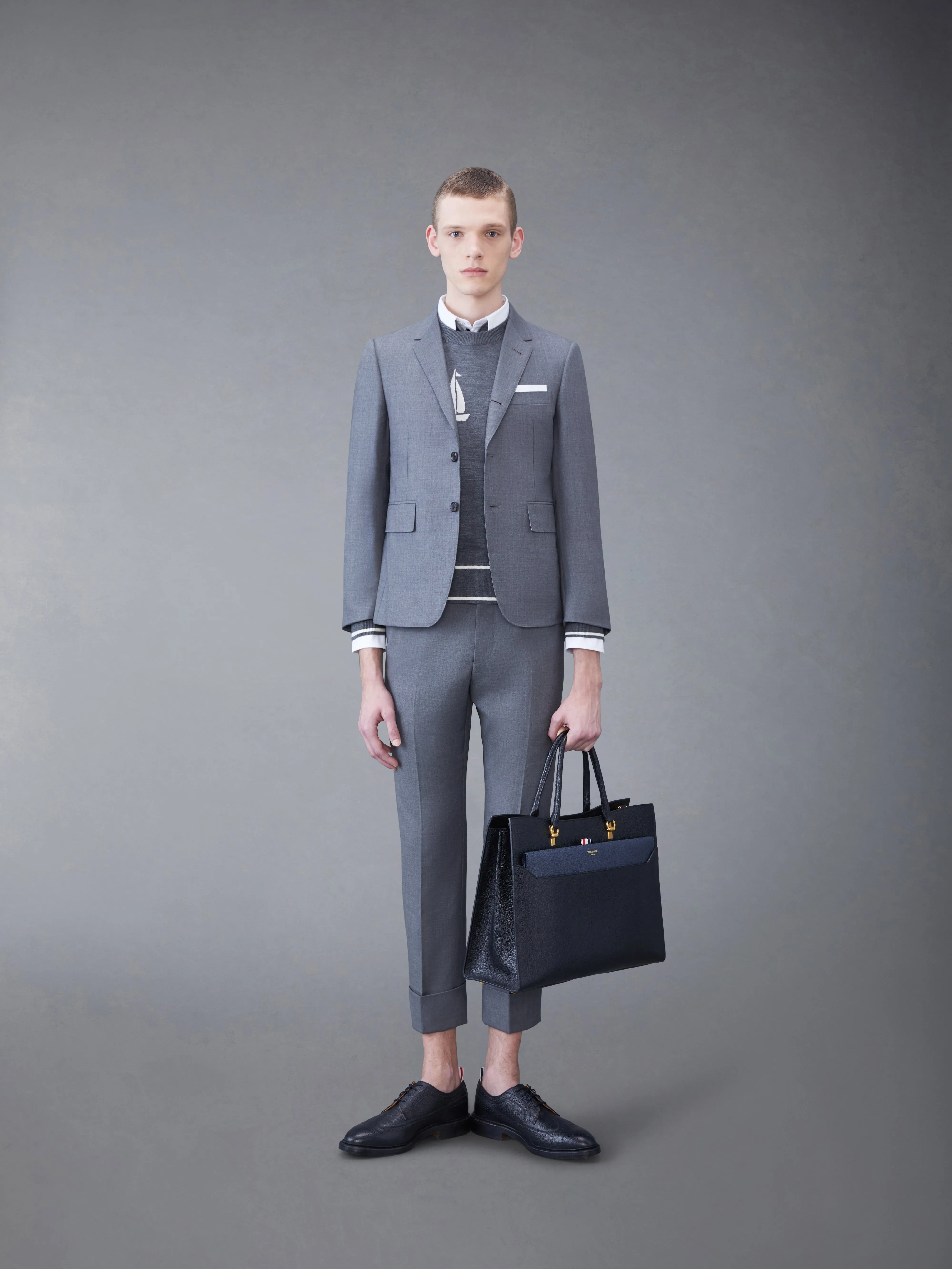 Merino Sailboat 4-bar Crew Neck Pullover sold by Thom Browne product image thumbnail 4