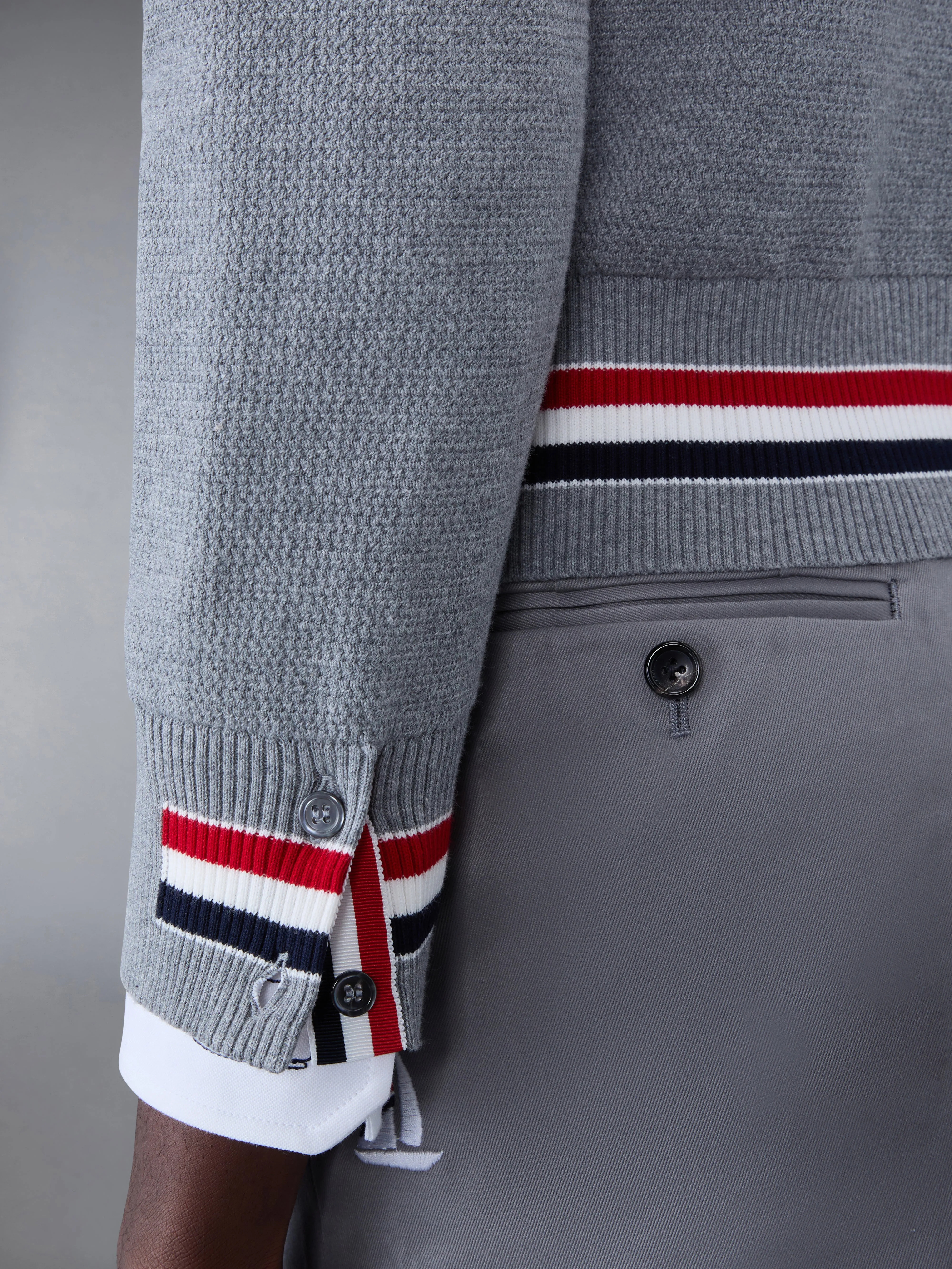 Textured Cotton Stripe Crew Neck Pullover sold by Thom Browne product image thumbnail 5