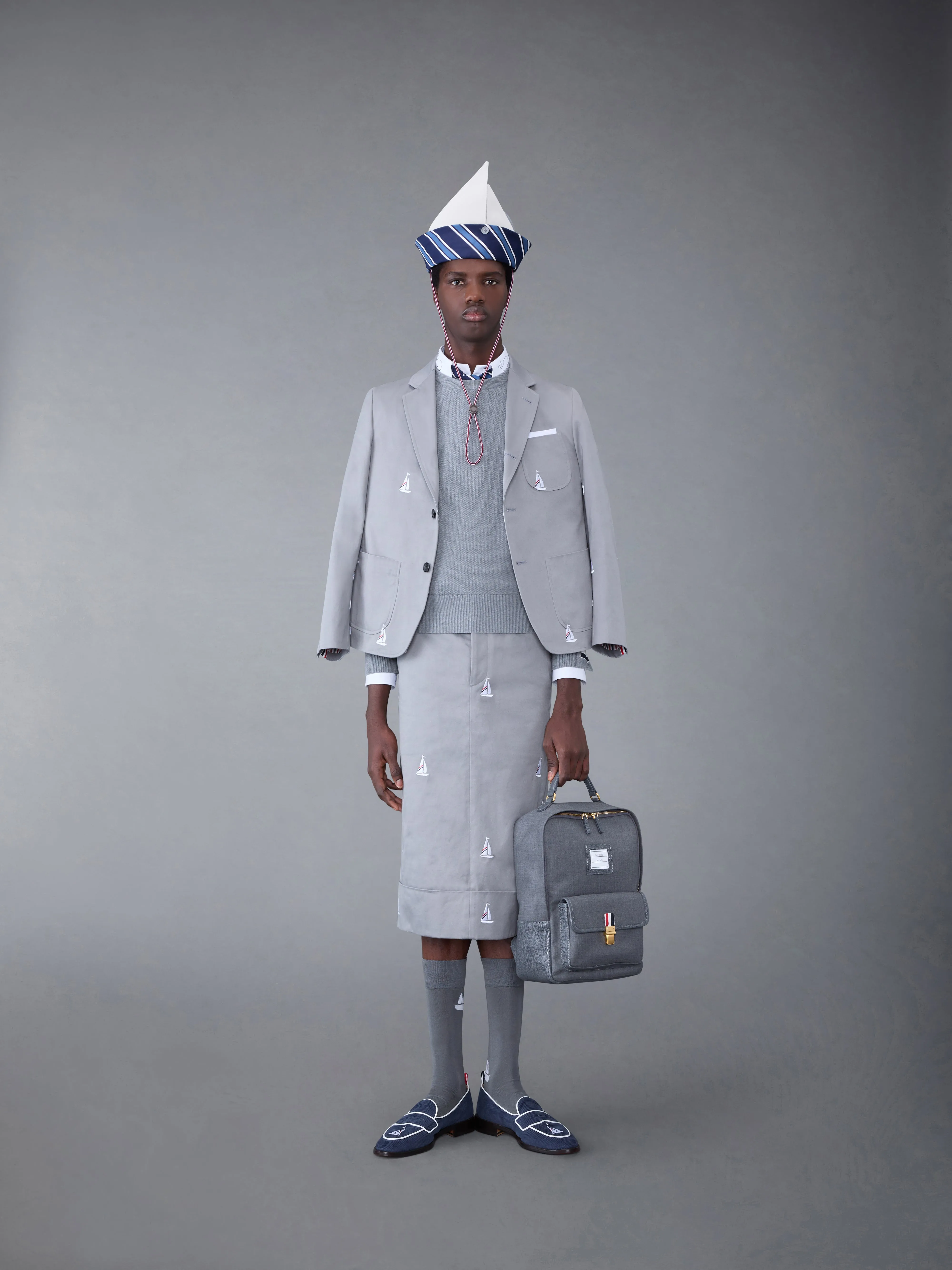 Textured Cotton Stripe Crew Neck Pullover sold by Thom Browne product image thumbnail 3