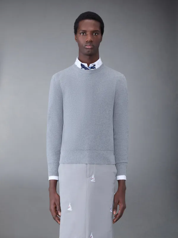 Textured Cotton Stripe Crew Neck Pullover sold by Thom Browne