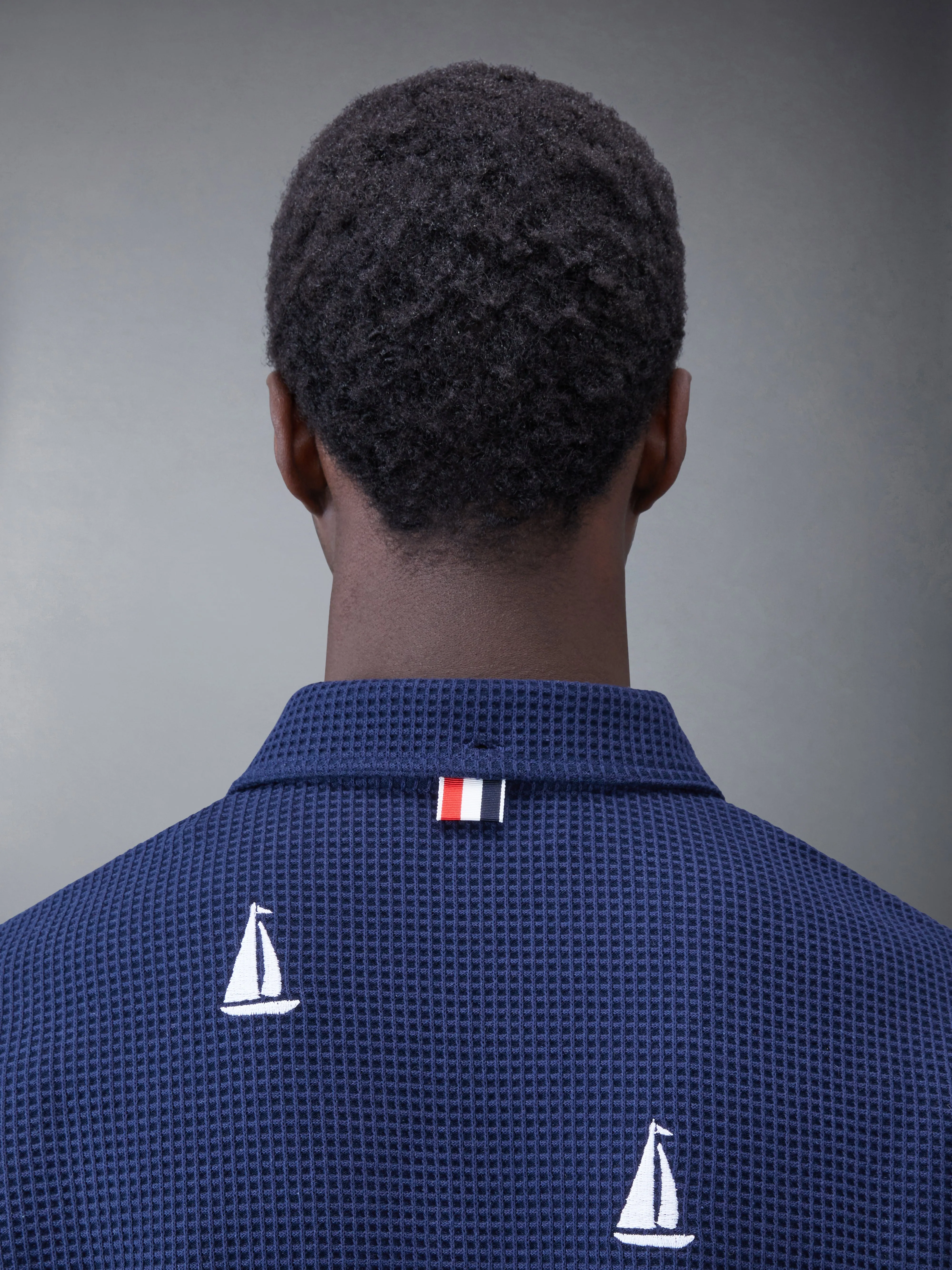 Textured Check Sailboat Short Sleeve Shirt sold by Thom Browne product image thumbnail 4