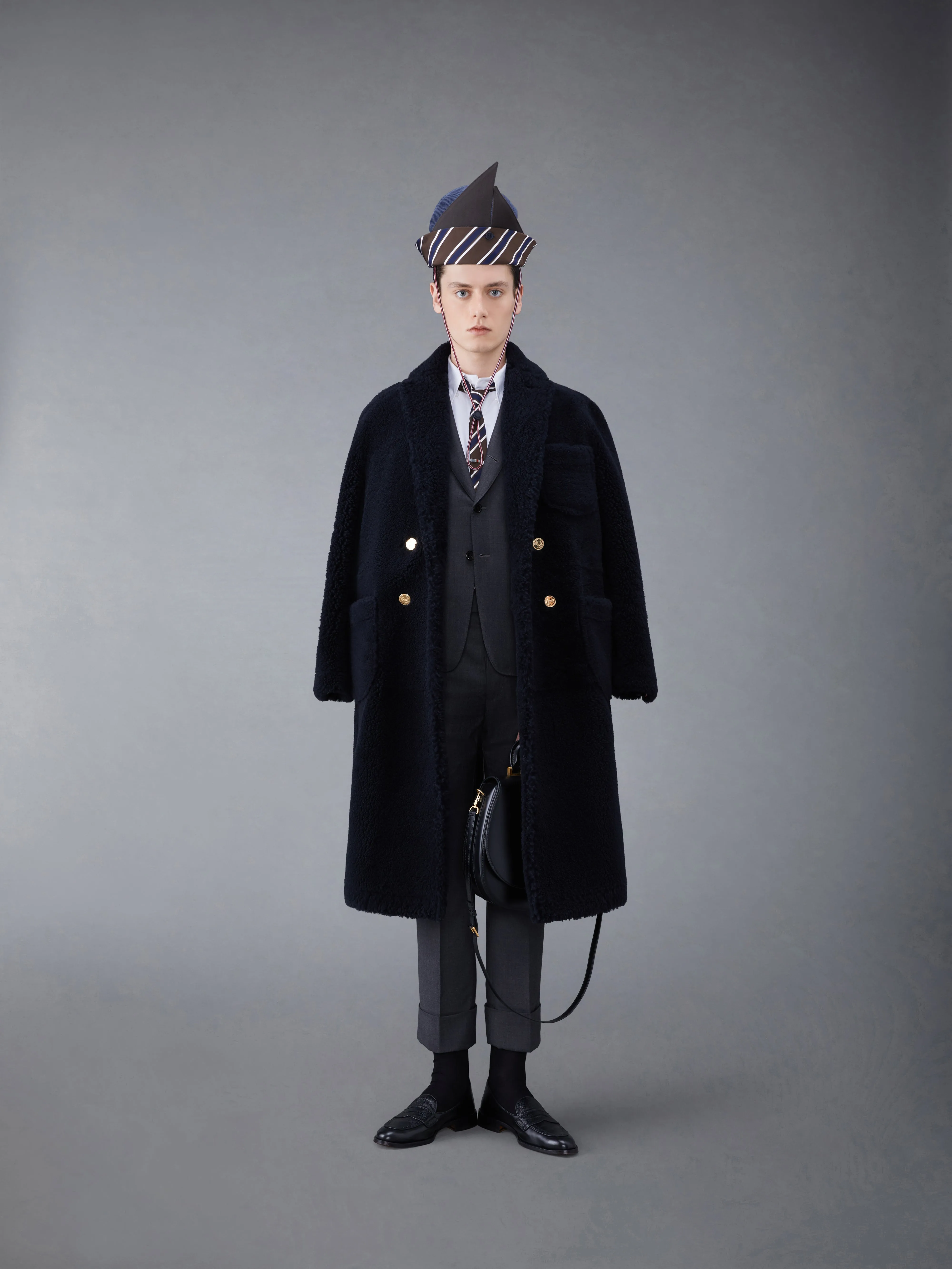 Dyed Shearling Double Breasted Sack Overcoat sold by Thom Browne product image thumbnail 3