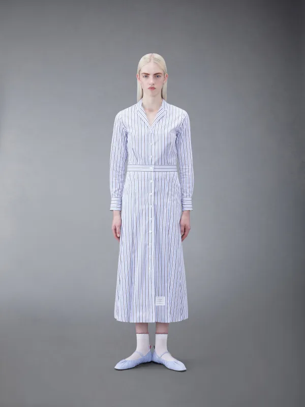 STRIPE POPLIN MIDI A-LINE SHIRTDRESS sold by Thom Browne
