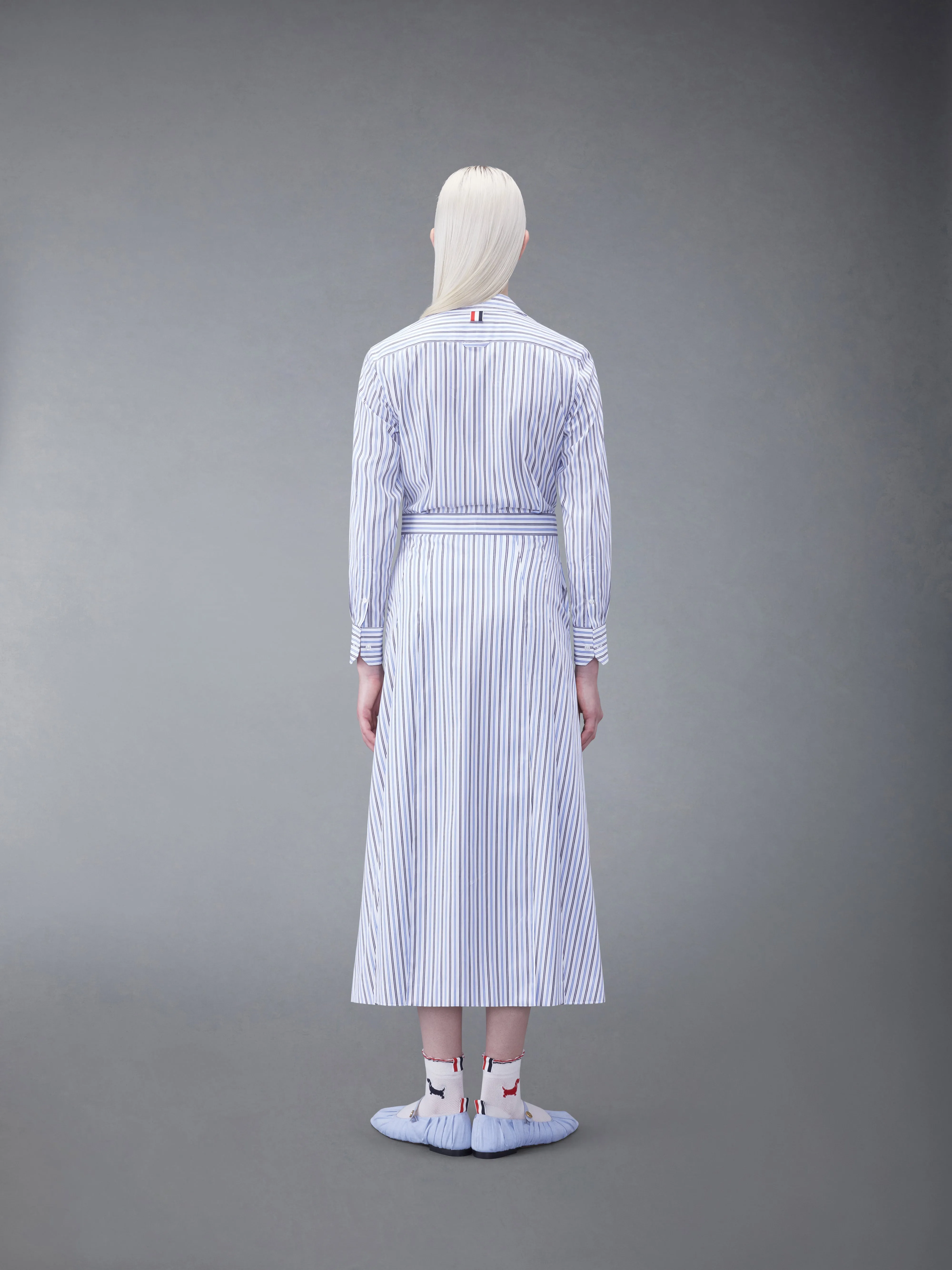 STRIPE POPLIN MIDI A-LINE SHIRTDRESS sold by Thom Browne product image thumbnail 3