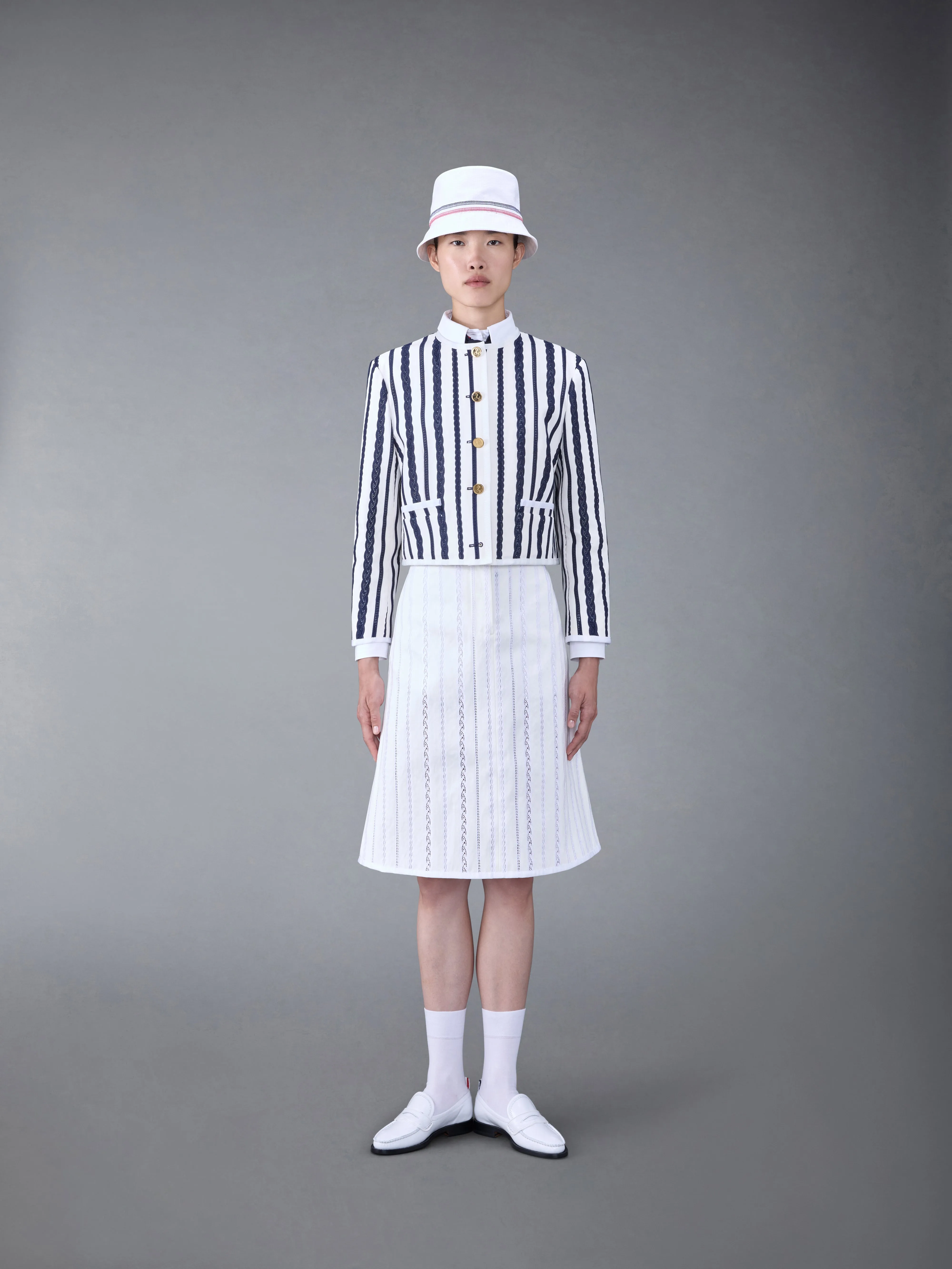 COTTON TWILL BOX PLEAT JACKET sold by Thom Browne product image thumbnail 3