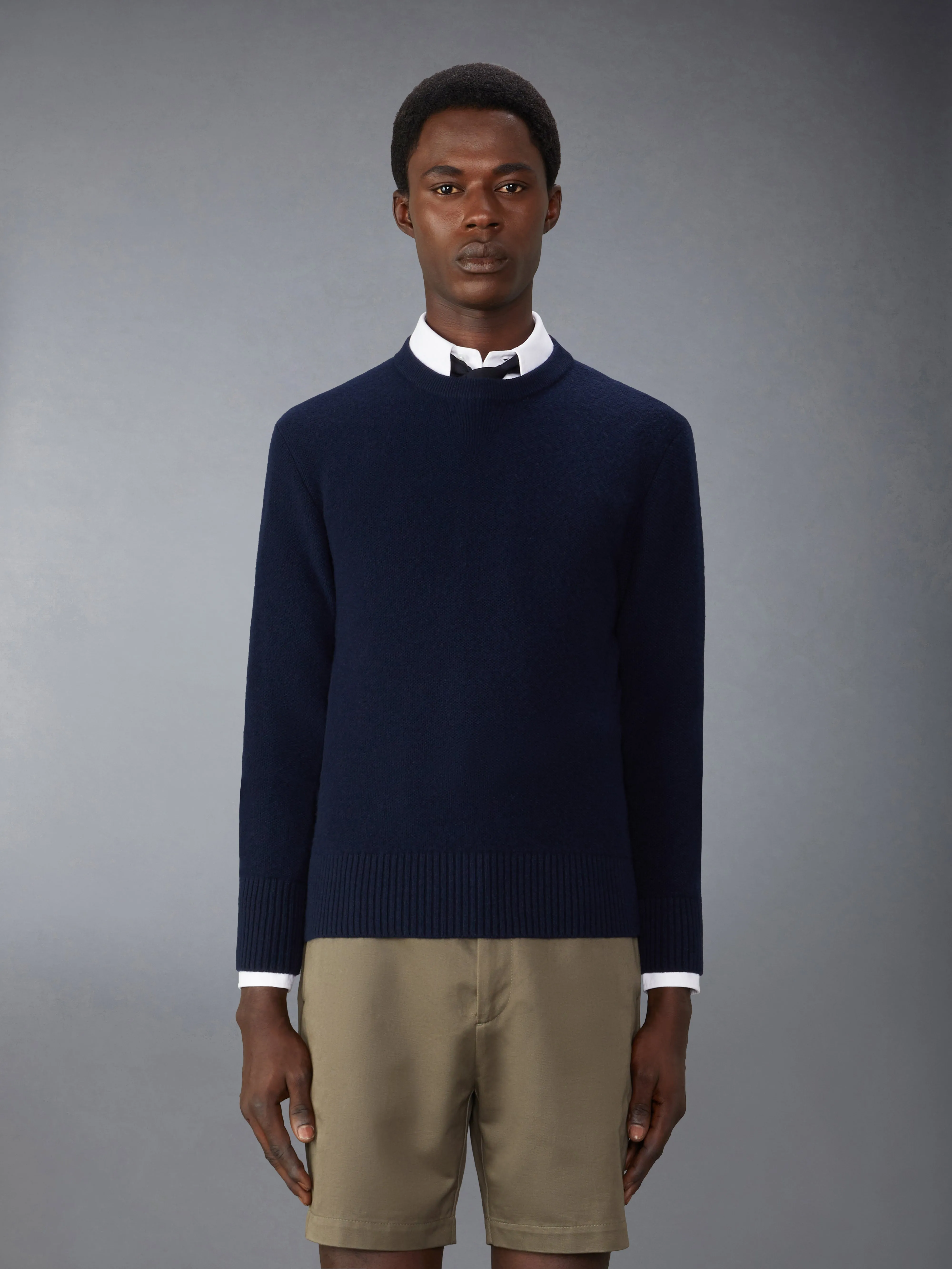 MERINO WOOL WASHED PIQUE PULLOVER sold by Thom Browne