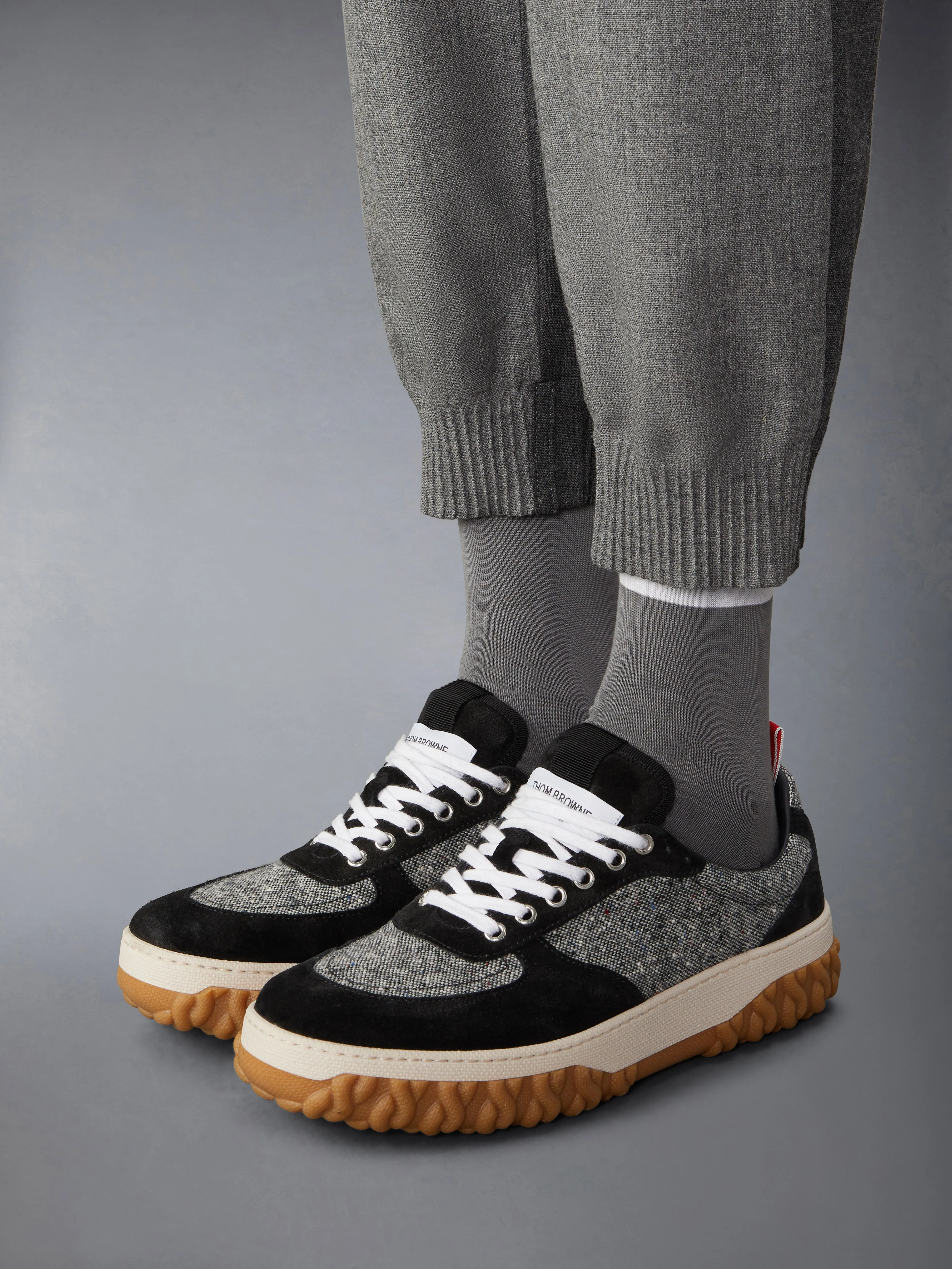 DONEGAL TWEED CABLE KNIT SOLE LETTERMAN SNEAKERS sold by Thom Browne product image thumbnail 4