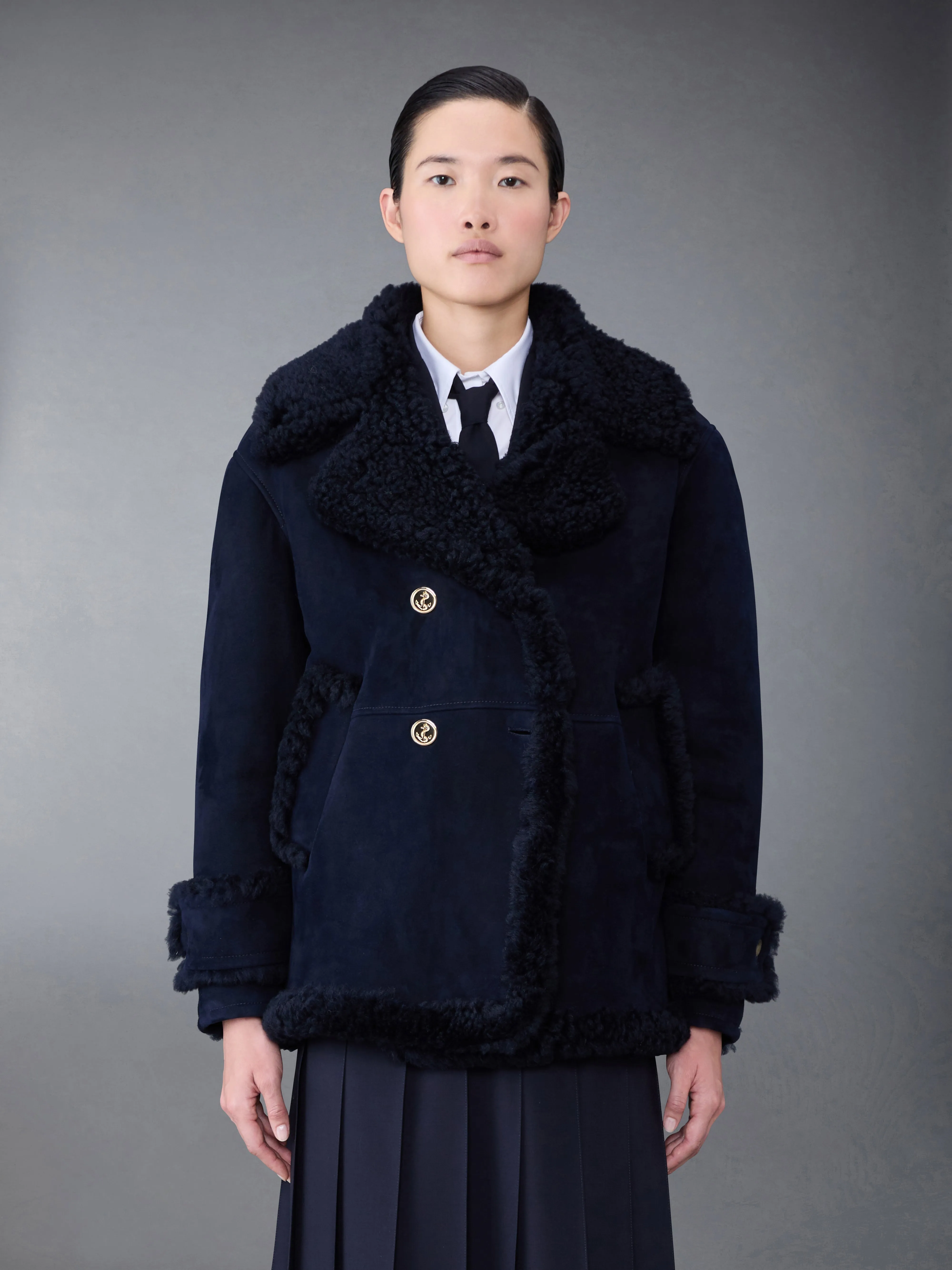 Shearling Pea Coat sold by Thom Browne