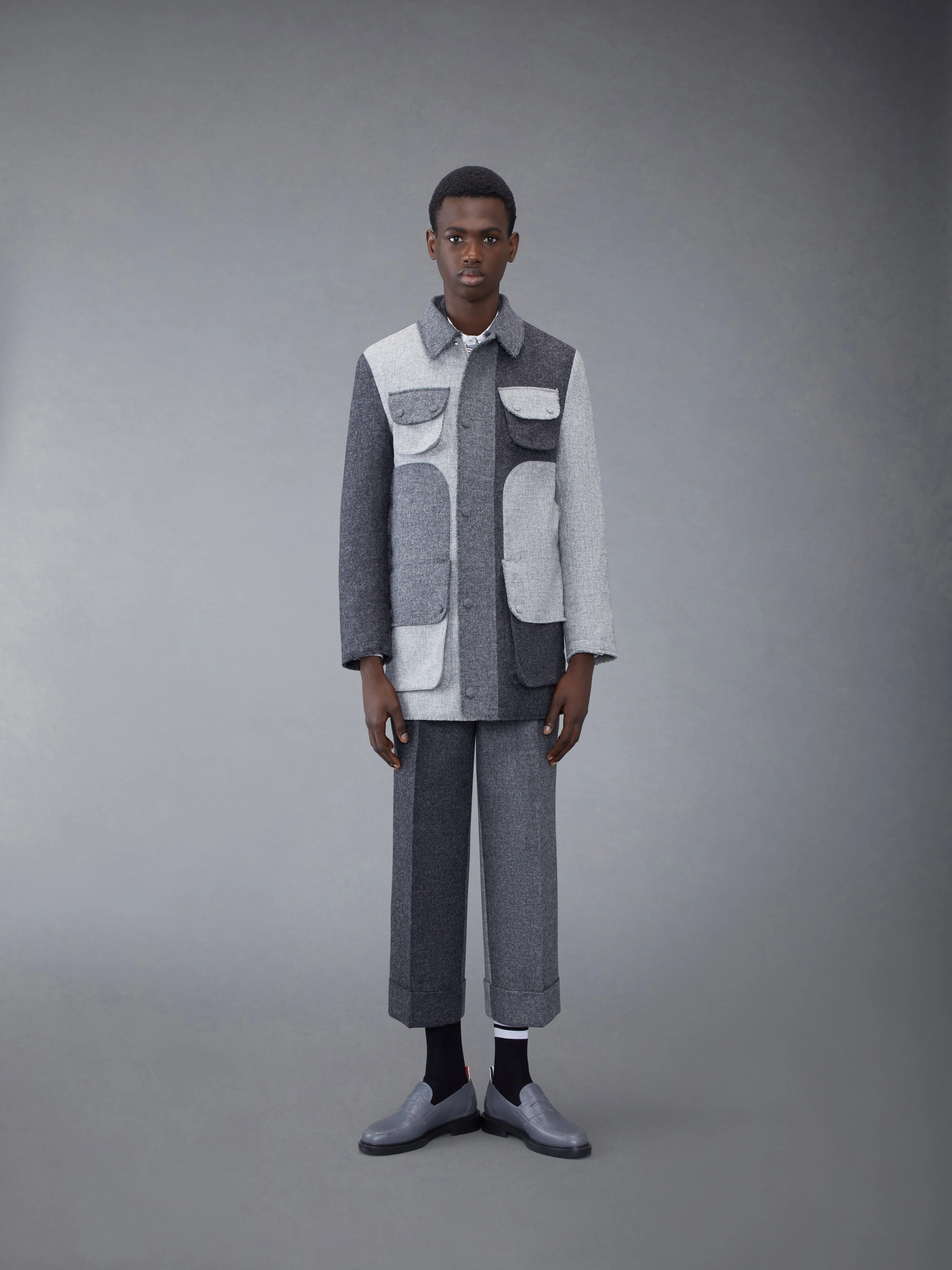 Fun-Mix Shetland Frayed Field Jacket sold by Thom Browne product image thumbnail 3