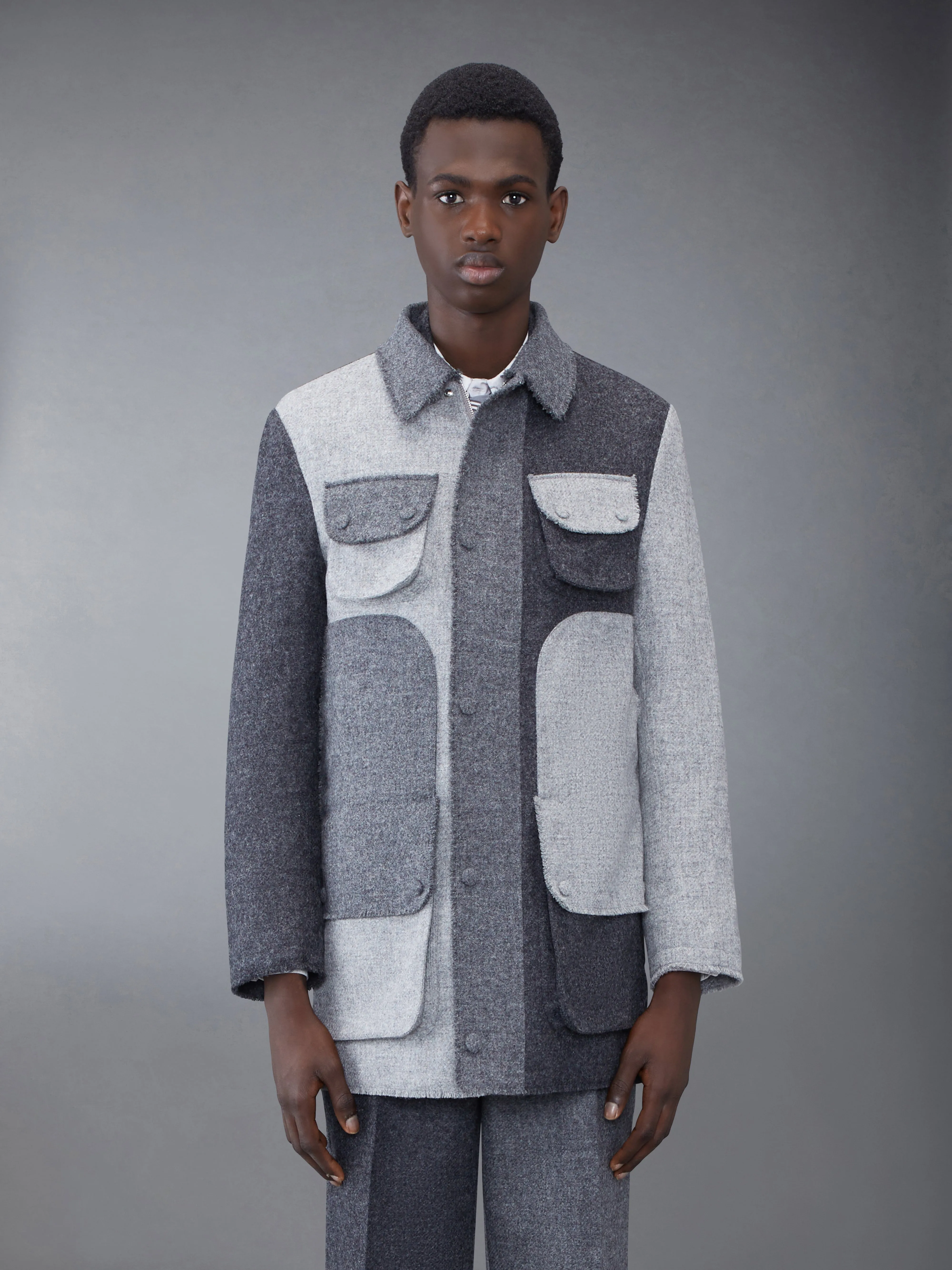 Fun-Mix Shetland Frayed Field Jacket sold by Thom Browne