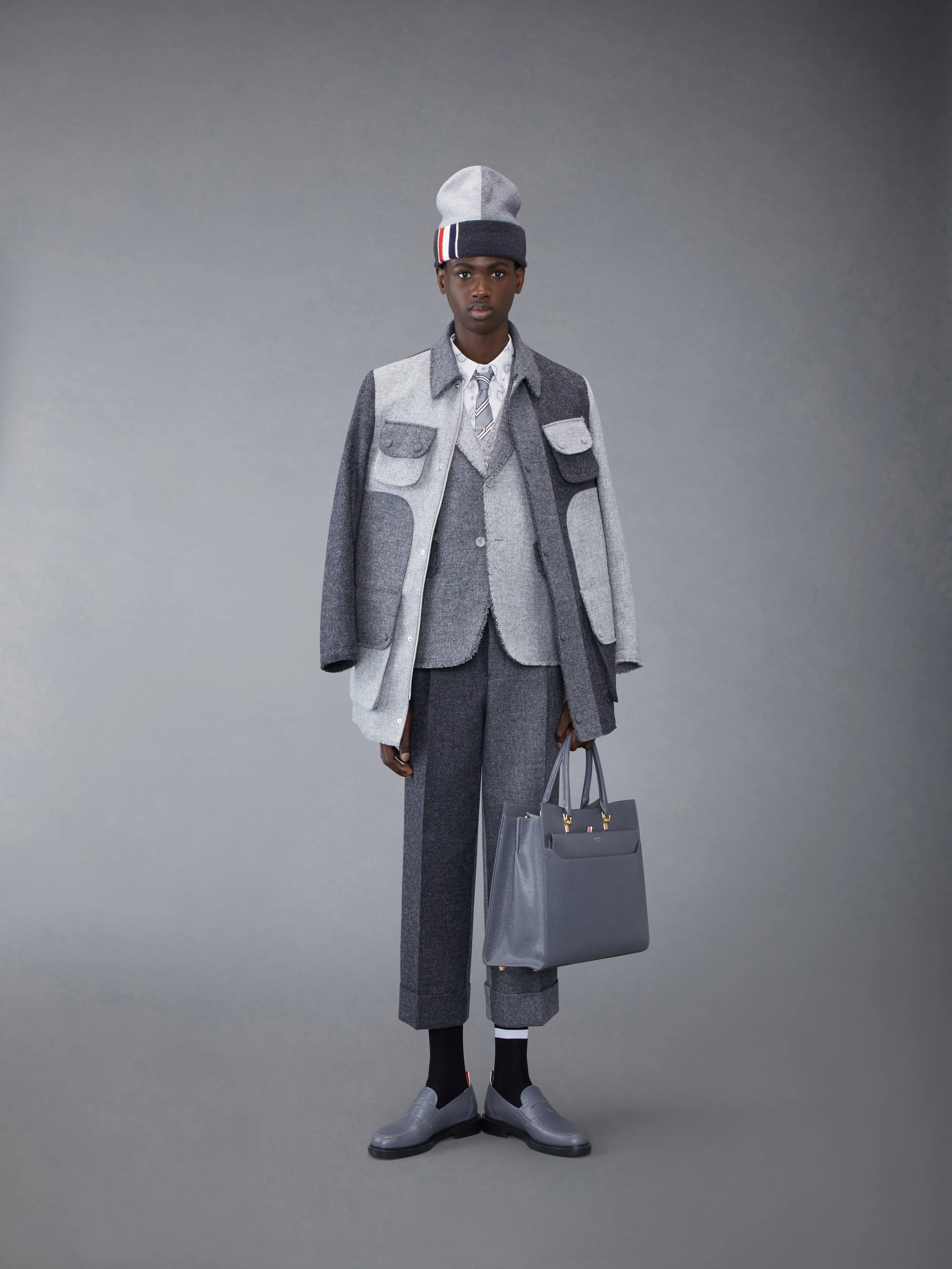 Fun-Mix Shetland Frayed Field Jacket sold by Thom Browne product image thumbnail 4