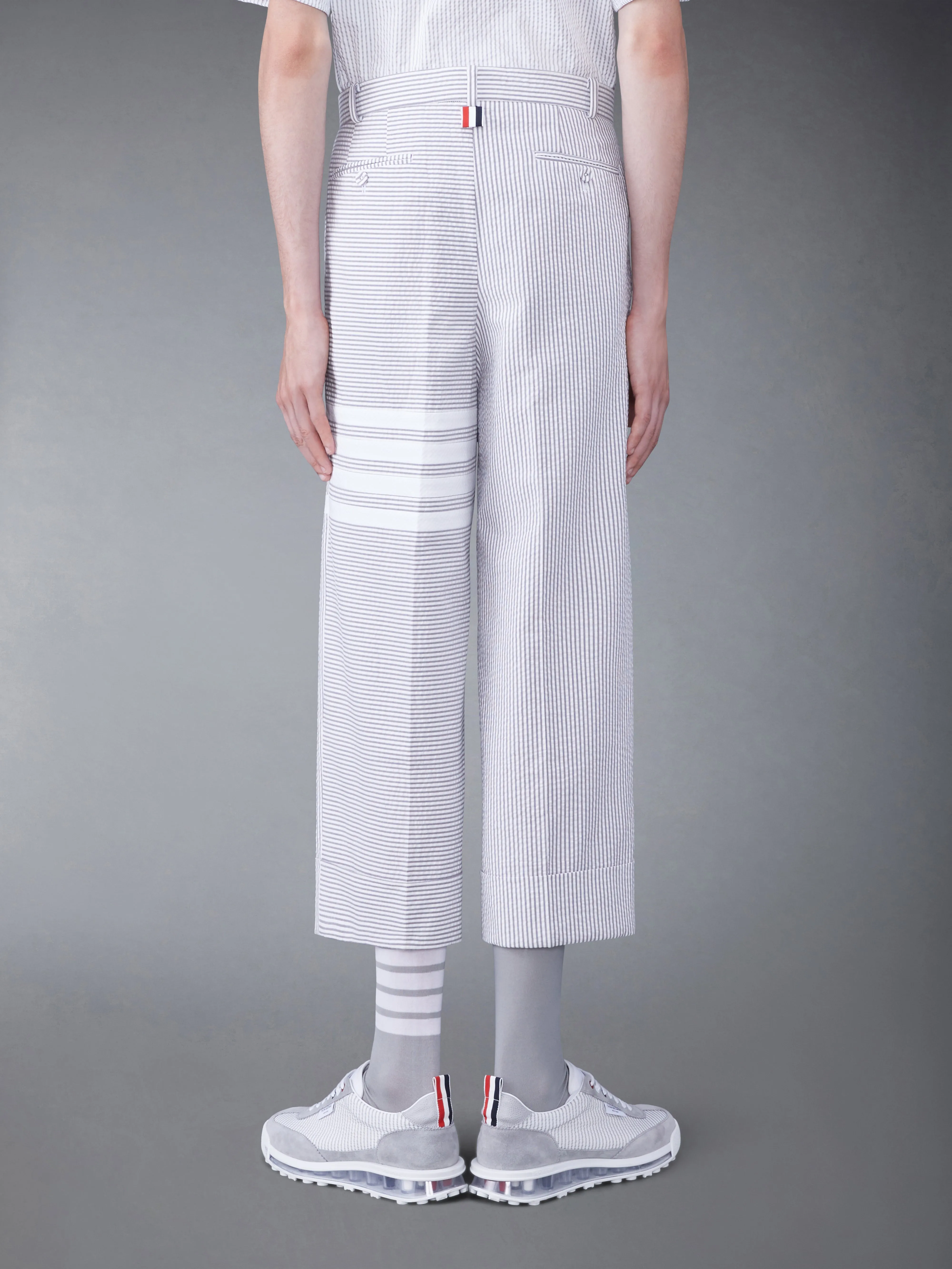 FUNMIX 4-BAR SEERSUCKER LOW RISE TROUSERS sold by Thom Browne product image thumbnail 2