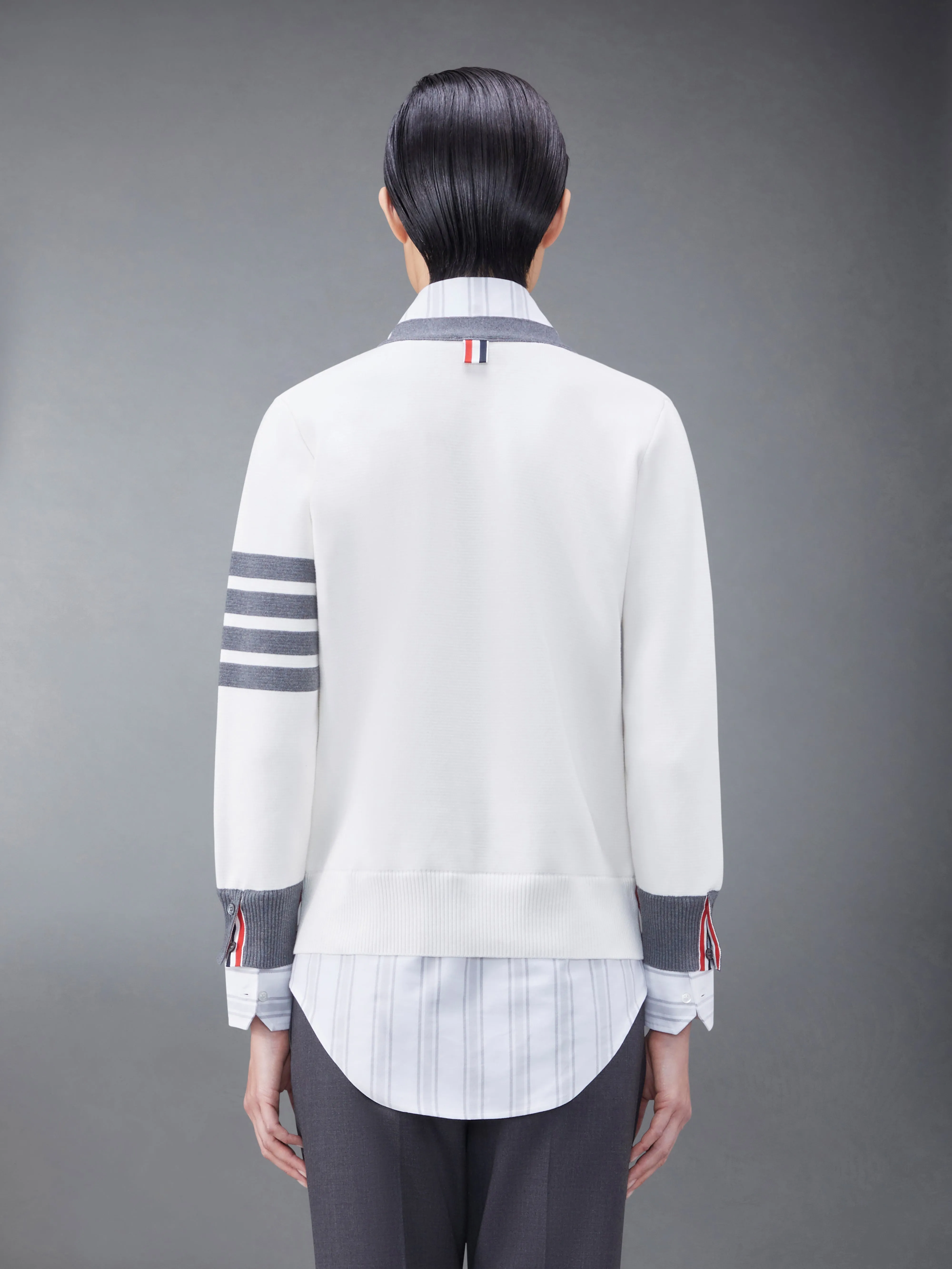 Cotton Milano and Oxford 4-Bar V-Neck Cardigan Shirt Combo sold by Thom Browne product image thumbnail 2