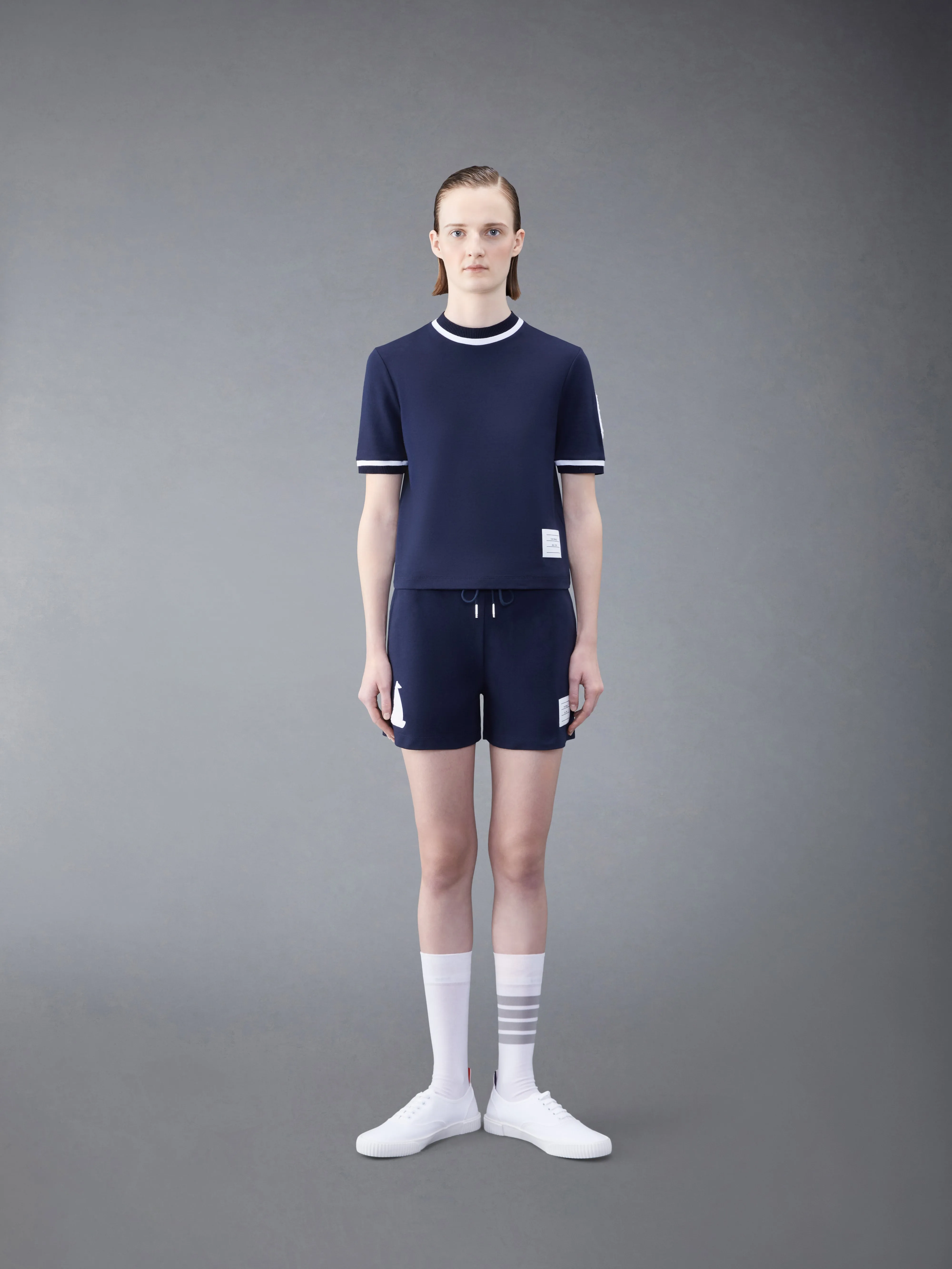 Cotton Milano Chenille Sailboat Patch Sweatshorts sold by Thom Browne product image thumbnail 3
