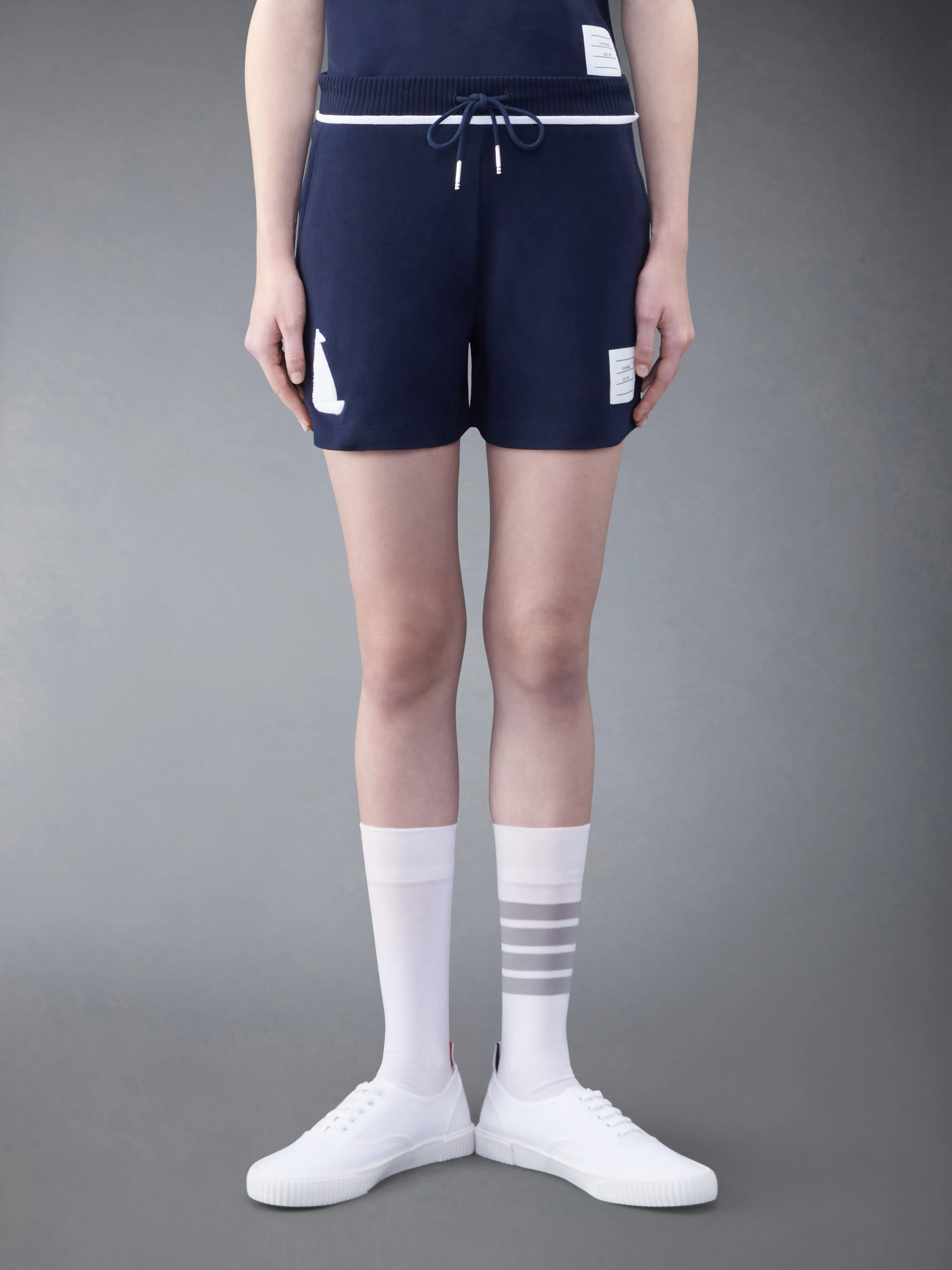 Cotton Milano Chenille Sailboat Patch Sweatshorts sold by Thom Browne