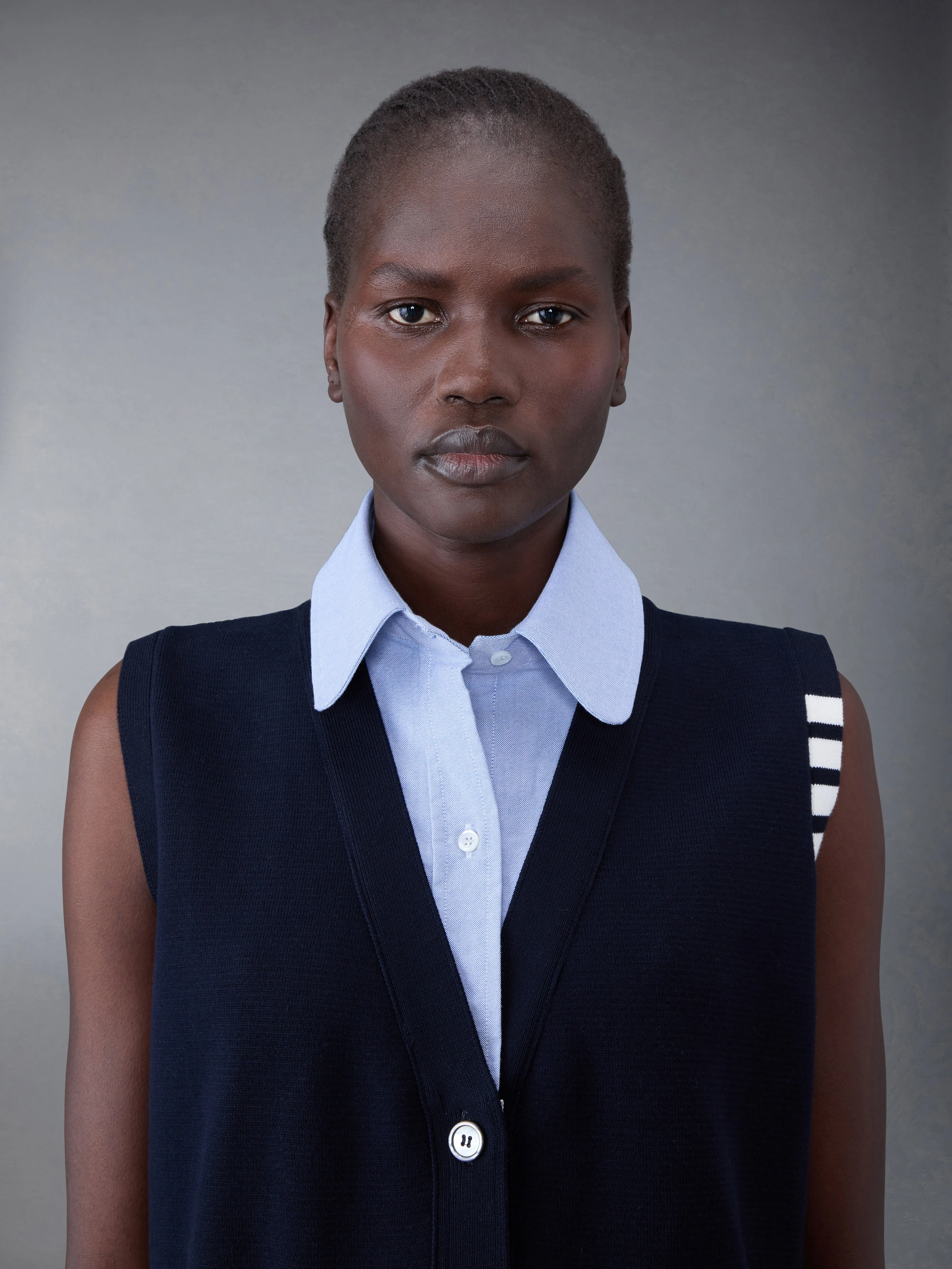 Cotton Milano and Oxford 4-Bar V-Neck Cardigan Vest and Shirt Combo sold by Thom Browne product image thumbnail 5