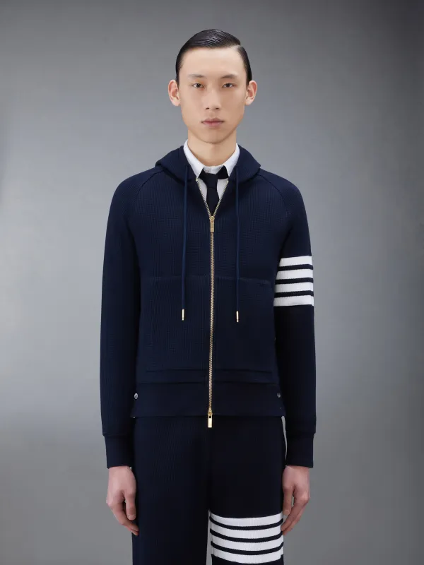 WAFFLE RAGLAN FULL ZIP HOODIE sold by Thom Browne