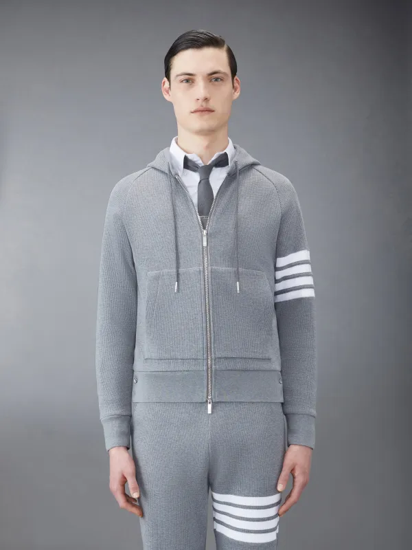 WAFFLE RAGLAN FULL ZIP HOODIE sold by Thom Browne