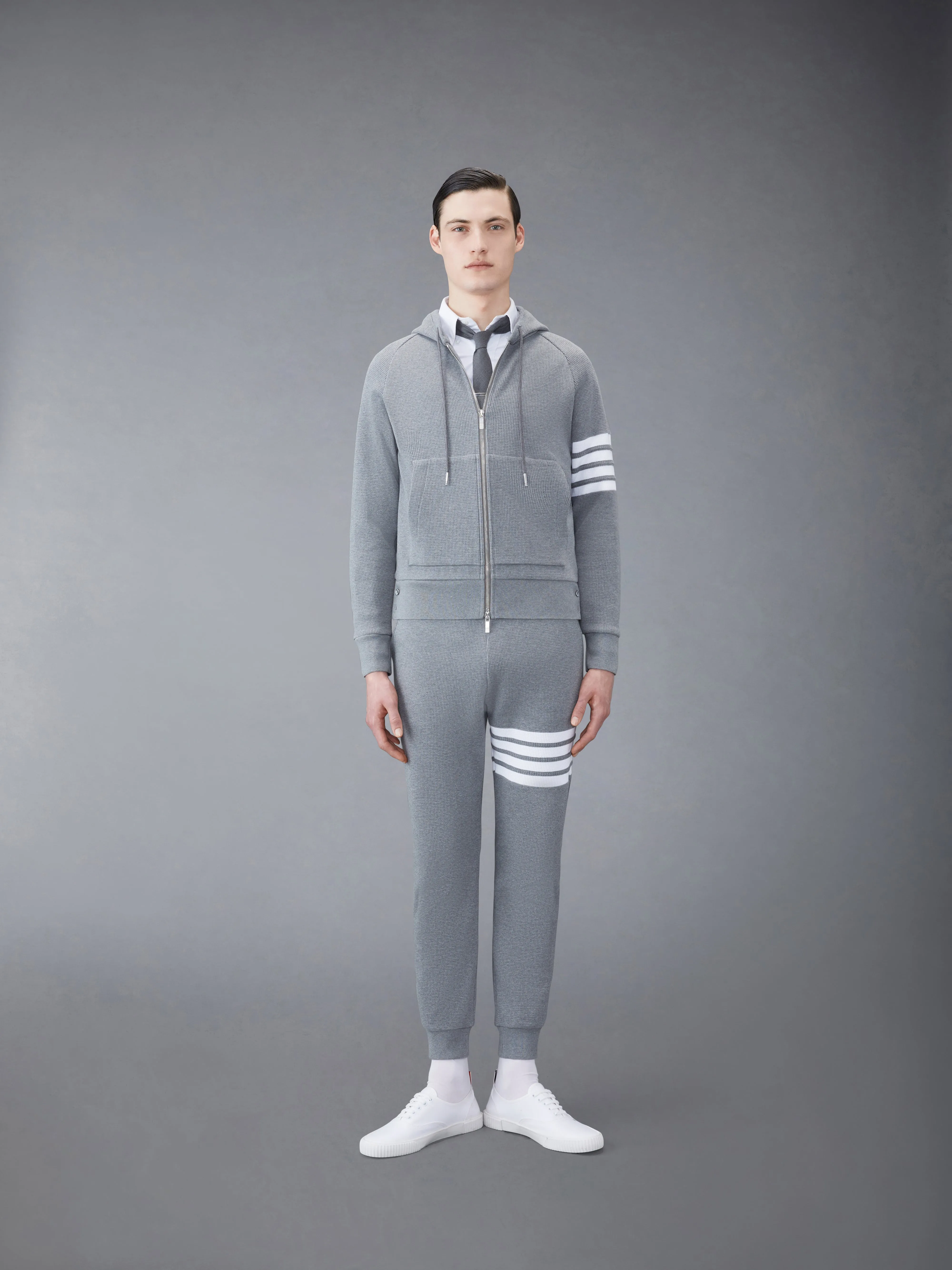 WAFFLE RAGLAN FULL ZIP HOODIE sold by Thom Browne product image thumbnail 3