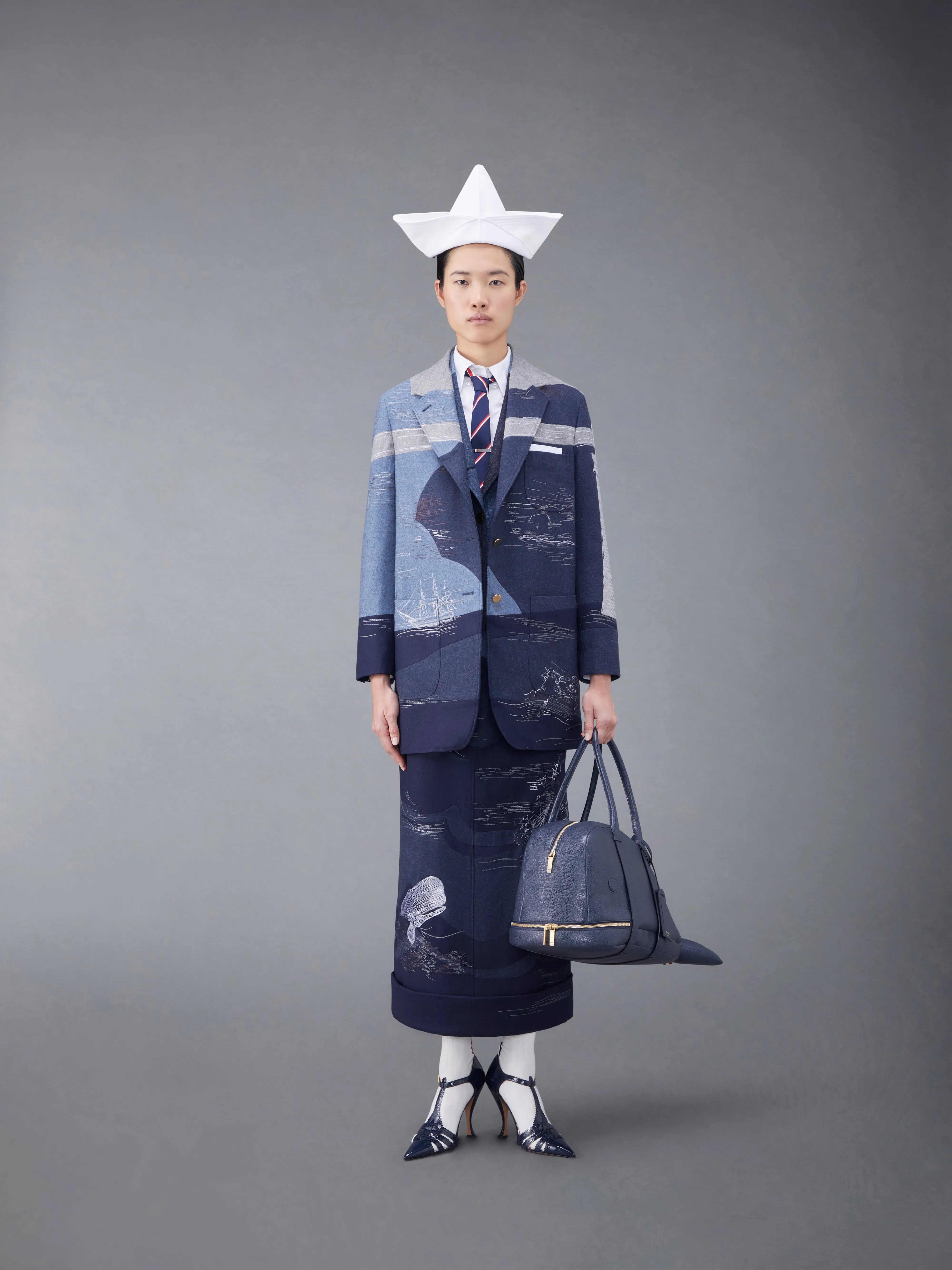 Wool Flannel Stitch Detail Oversized Sack Sport Coat sold by Thom Browne product image thumbnail 3