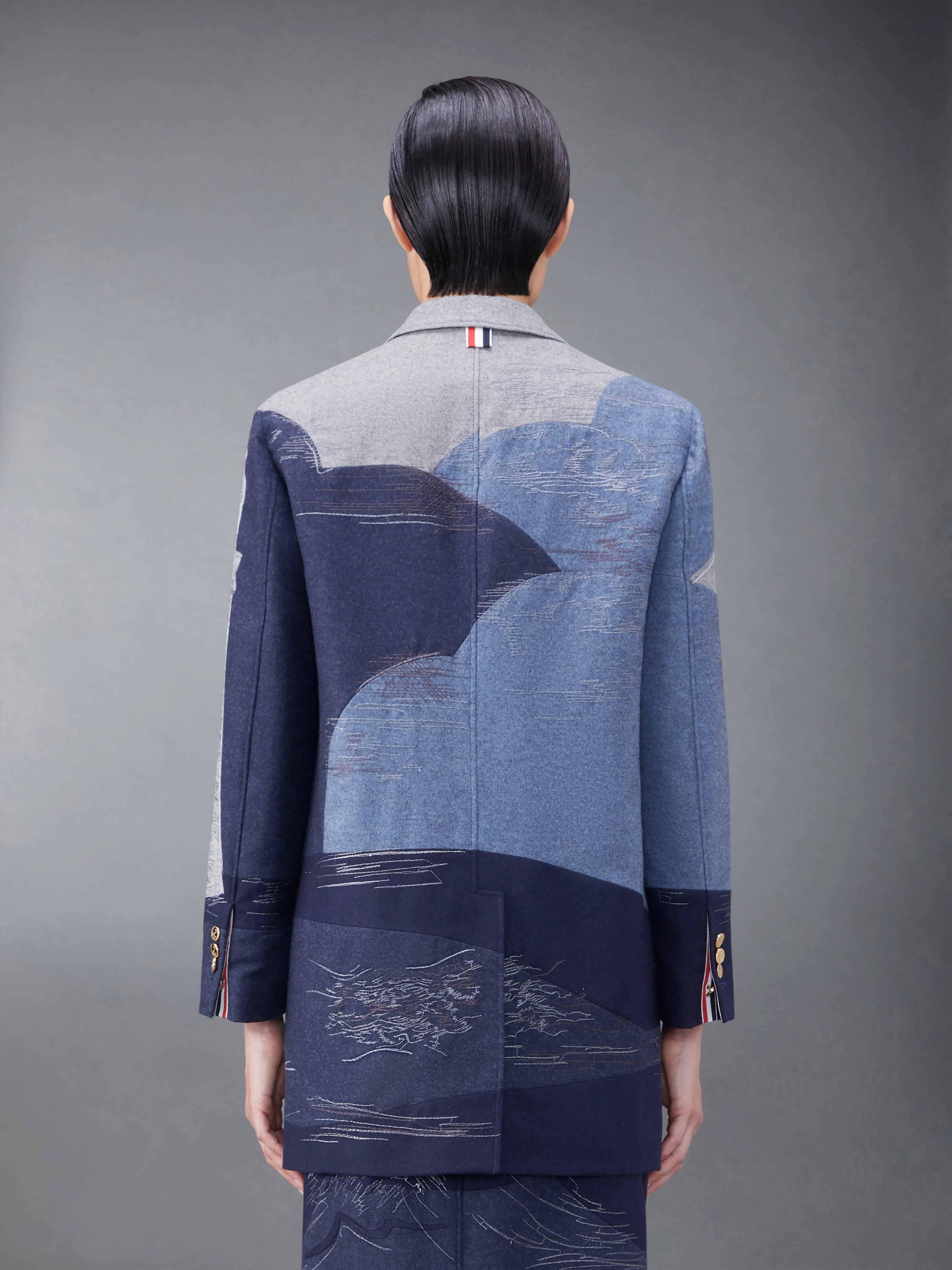 Wool Flannel Stitch Detail Oversized Sack Sport Coat sold by Thom Browne product image thumbnail 2