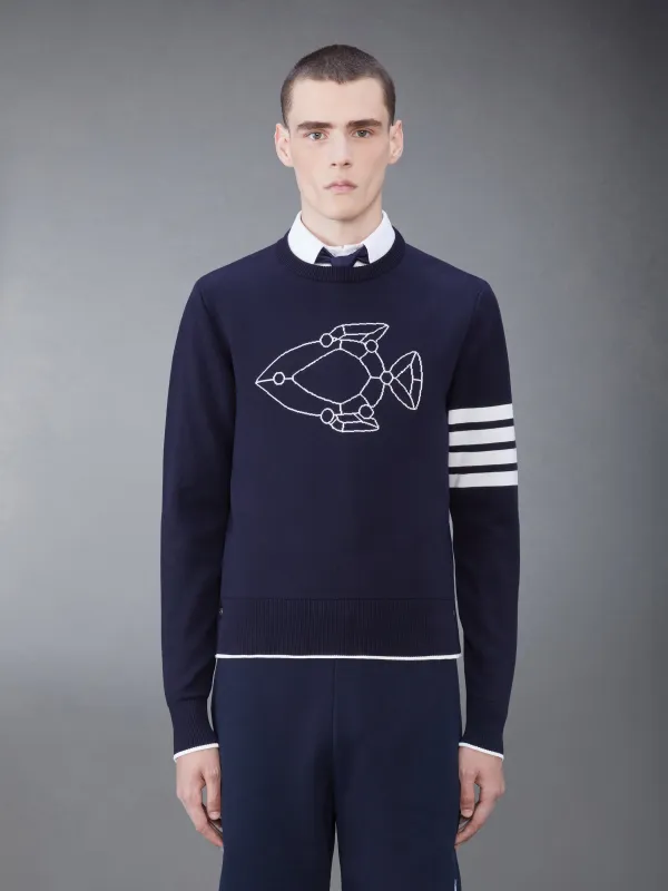 4-BAR FISH ICON CREW NECK PULLOVER sold by Thom Browne