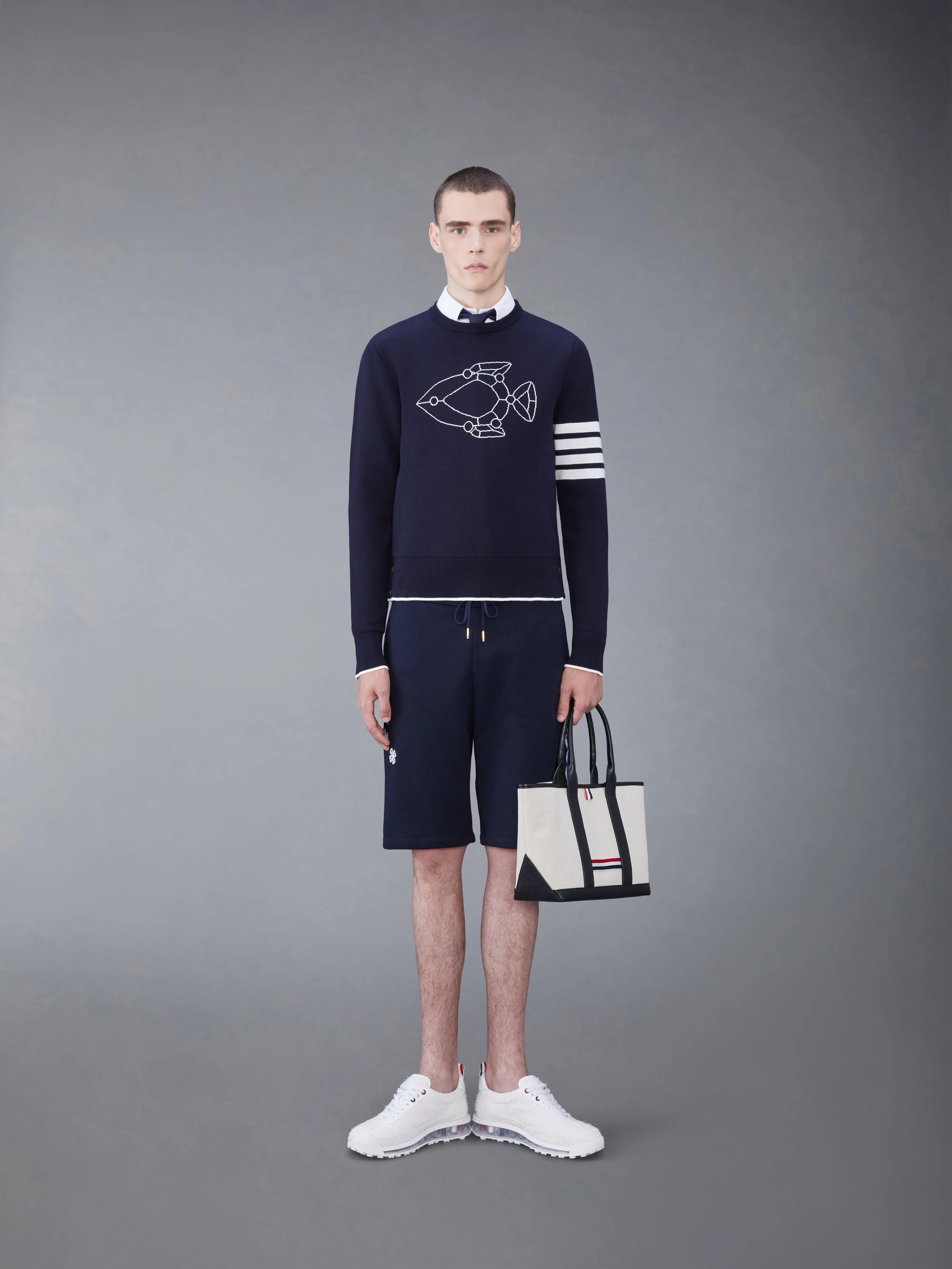 4-BAR FISH ICON CREW NECK PULLOVER sold by Thom Browne product image thumbnail 3