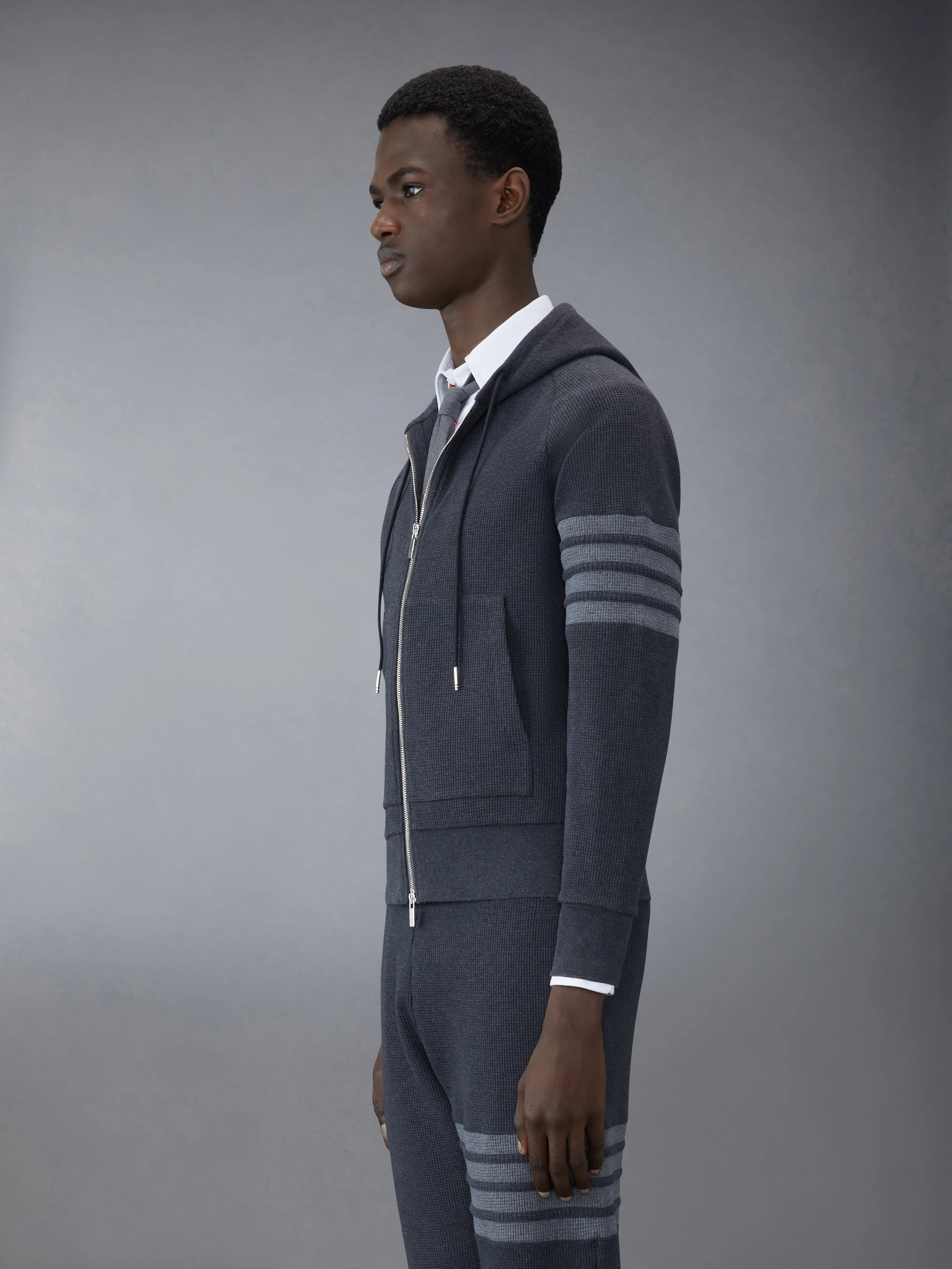 WAFFLE RAGLAN FULL ZIP HOODIE sold by Thom Browne product image thumbnail 4