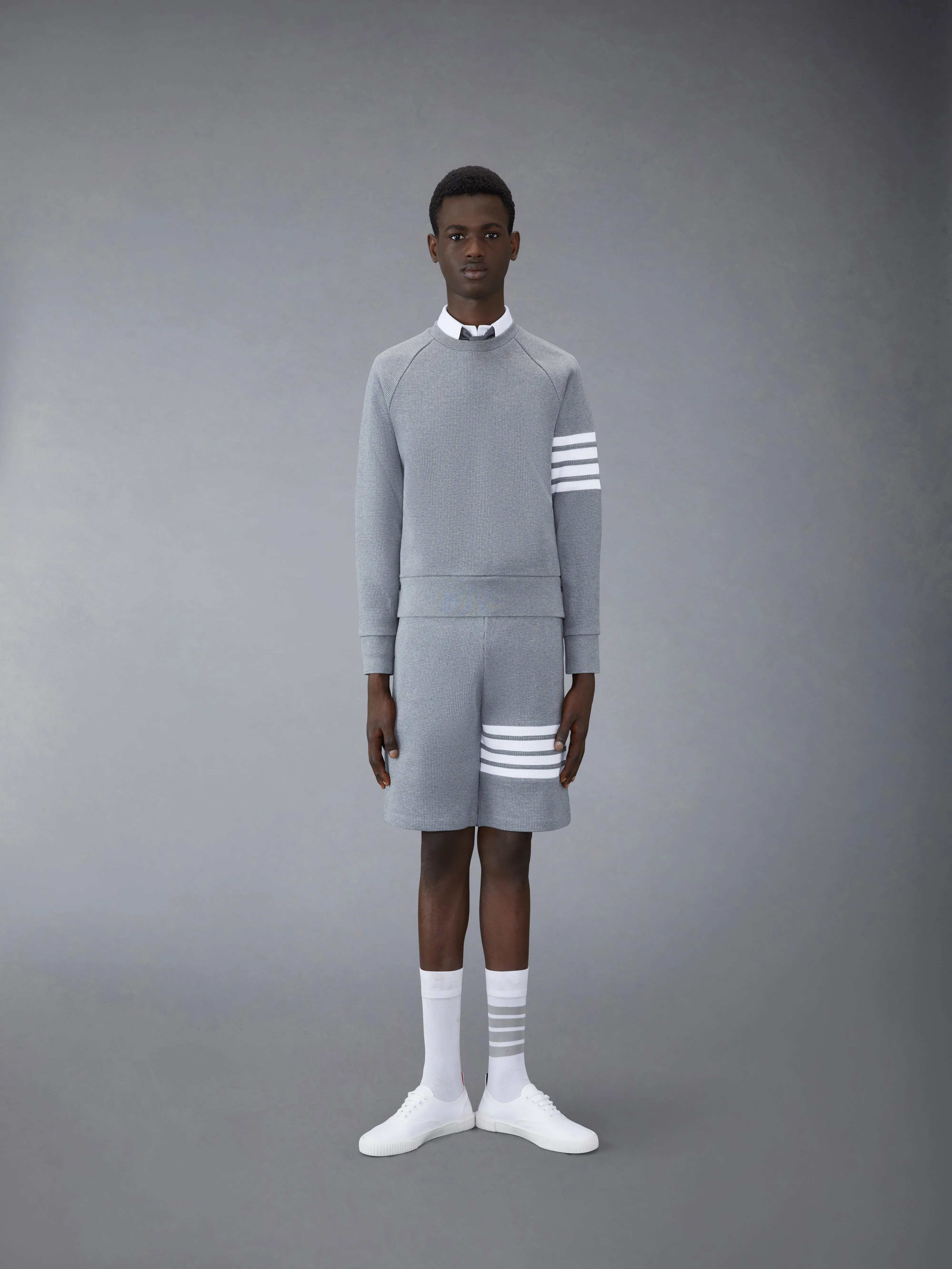 WAFFLE 4-BAR SWEATSHORTS sold by Thom Browne product image thumbnail 4