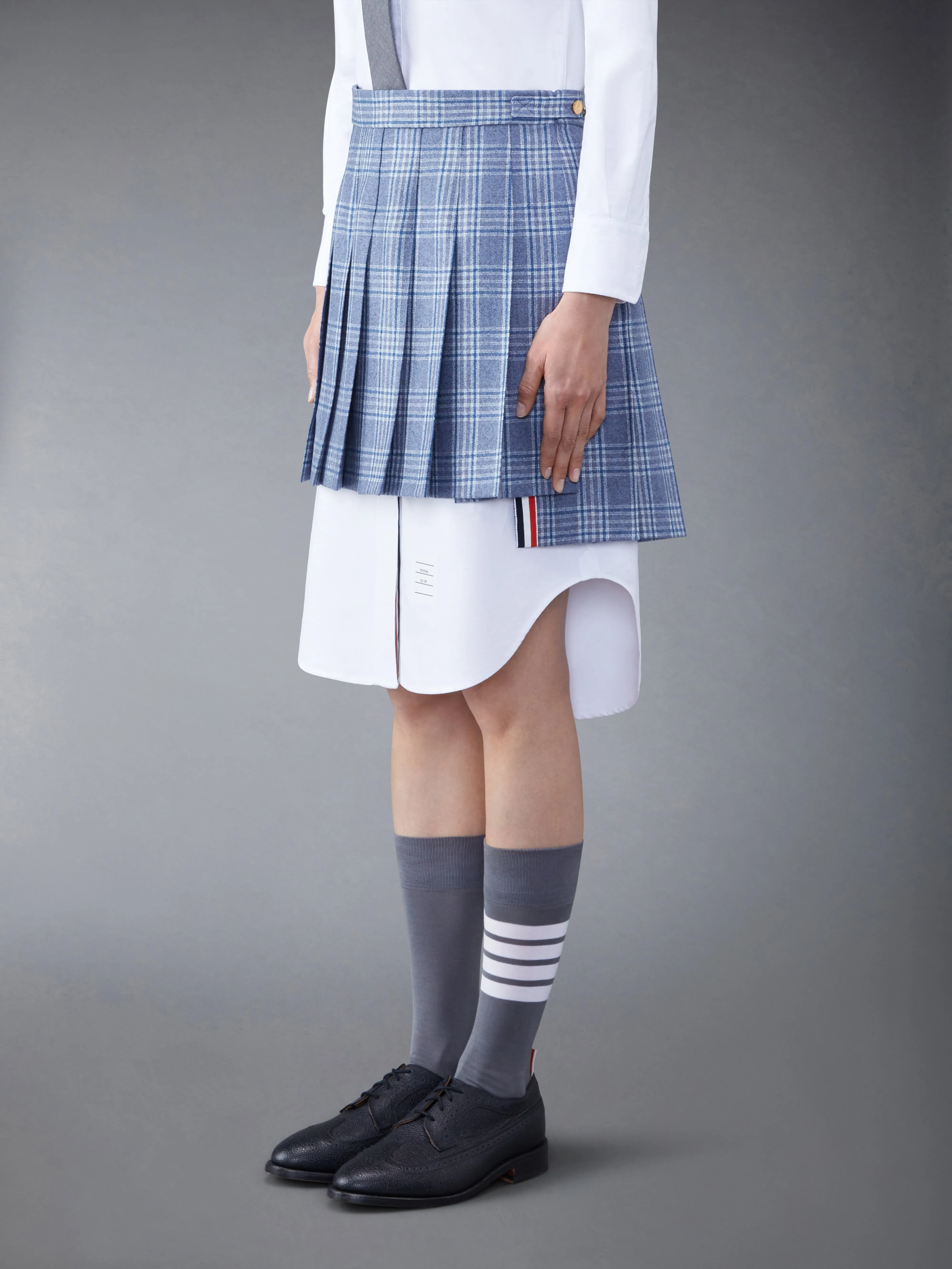 Wool Cashmere Check Pleated Mini Skirt sold by Thom Browne product image thumbnail 2