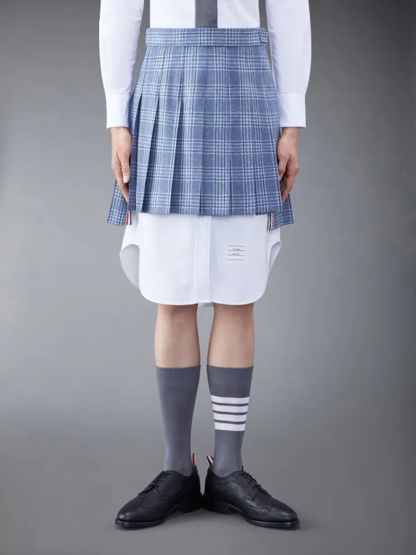 Wool Cashmere Check Pleated Mini Skirt sold by Thom Browne
