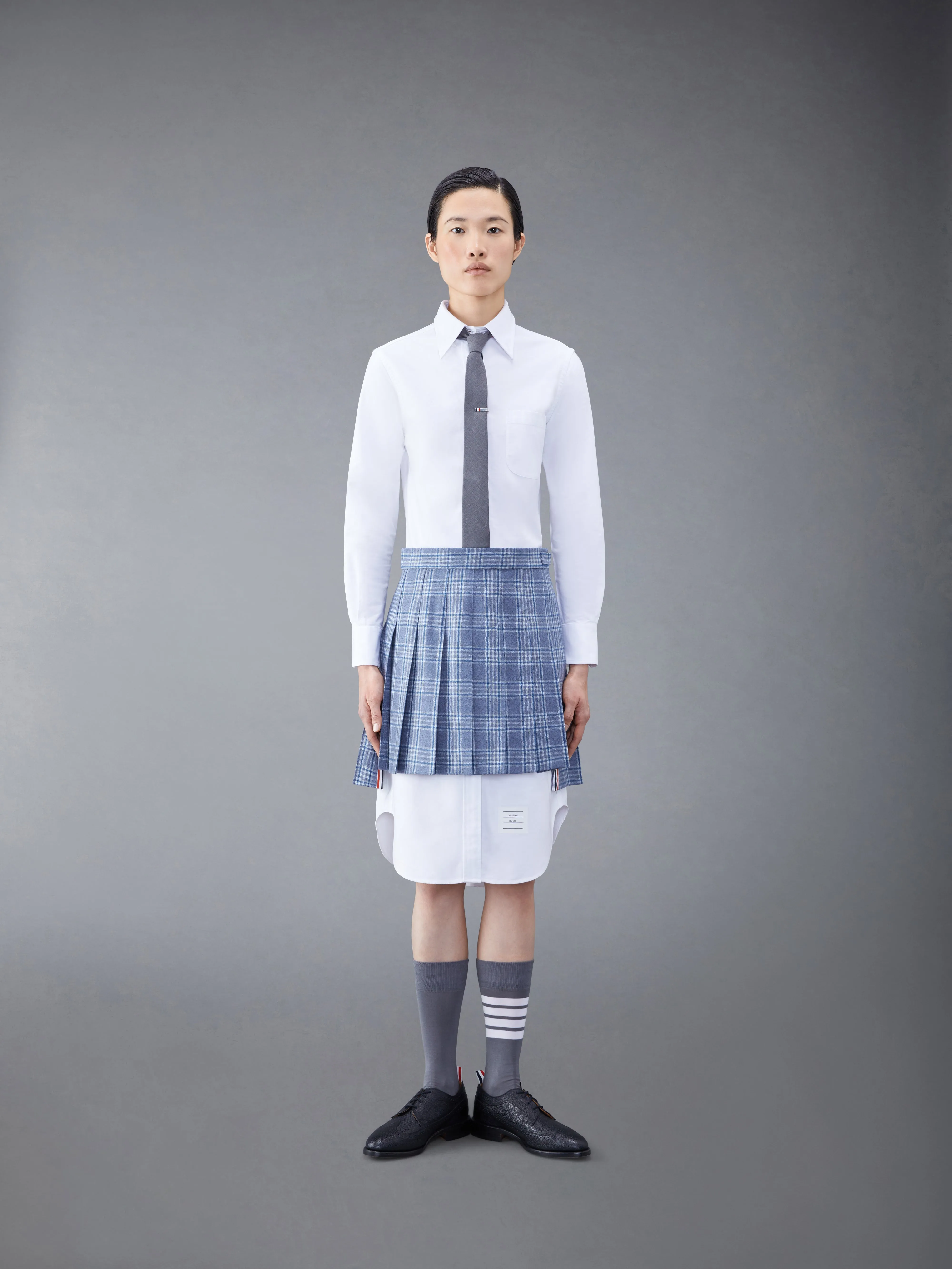 Wool Cashmere Check Pleated Mini Skirt sold by Thom Browne product image thumbnail 4